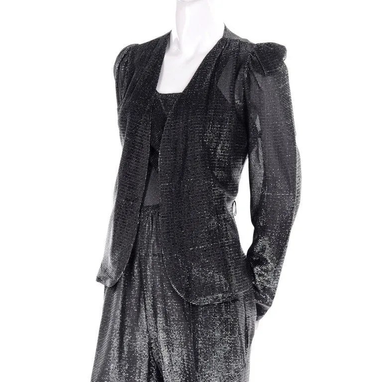 1970s Silver Metallic Lurex Jumpsuit & Jacket