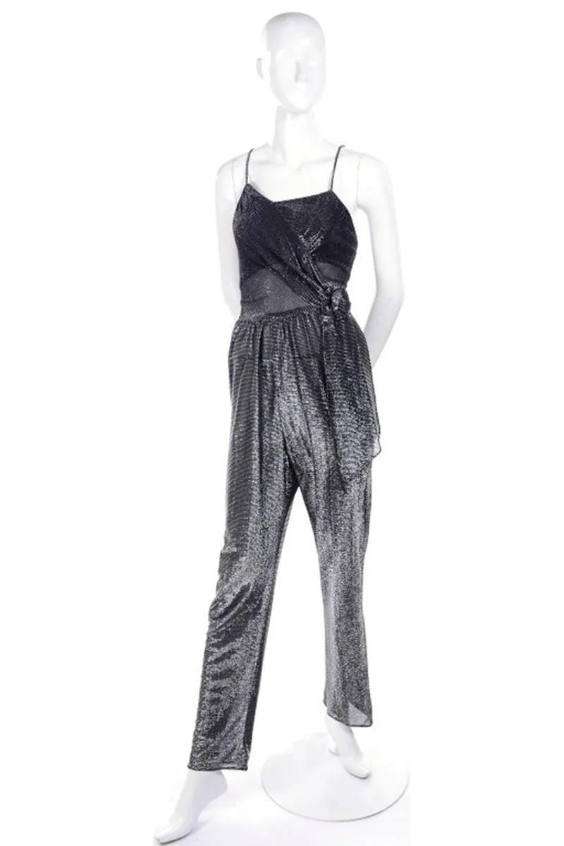 1970s Silver Metallic Lurex Jumpsuit & Jacket