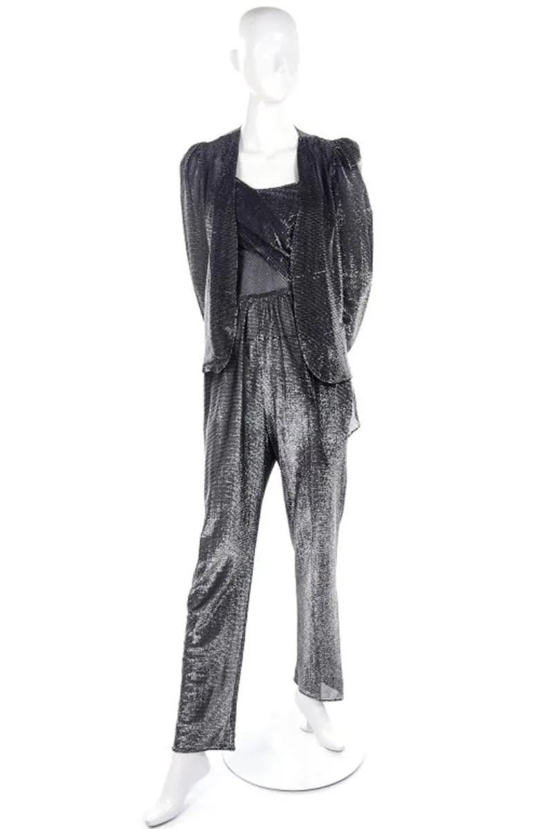 1970s Silver Metallic Lurex Jumpsuit & Jacket