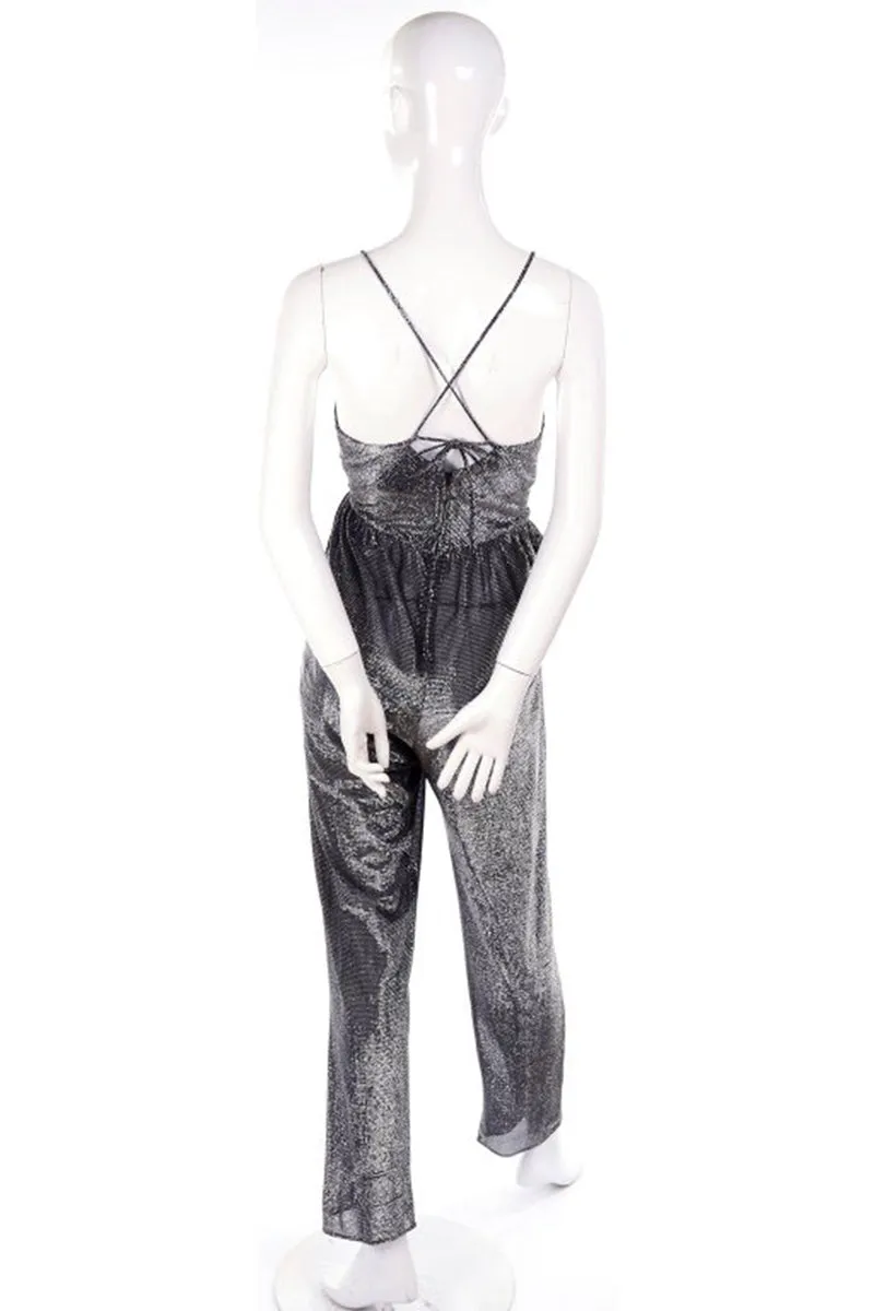 1970s Silver Metallic Lurex Jumpsuit & Jacket