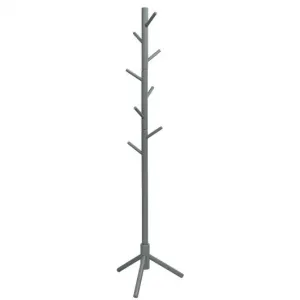 2 Heights Wooden Coat Rack with 8 Hooks-Gray