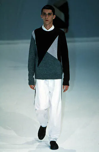 2000 Merino Wool Sweater with Asymmetric Geometrical Pattern