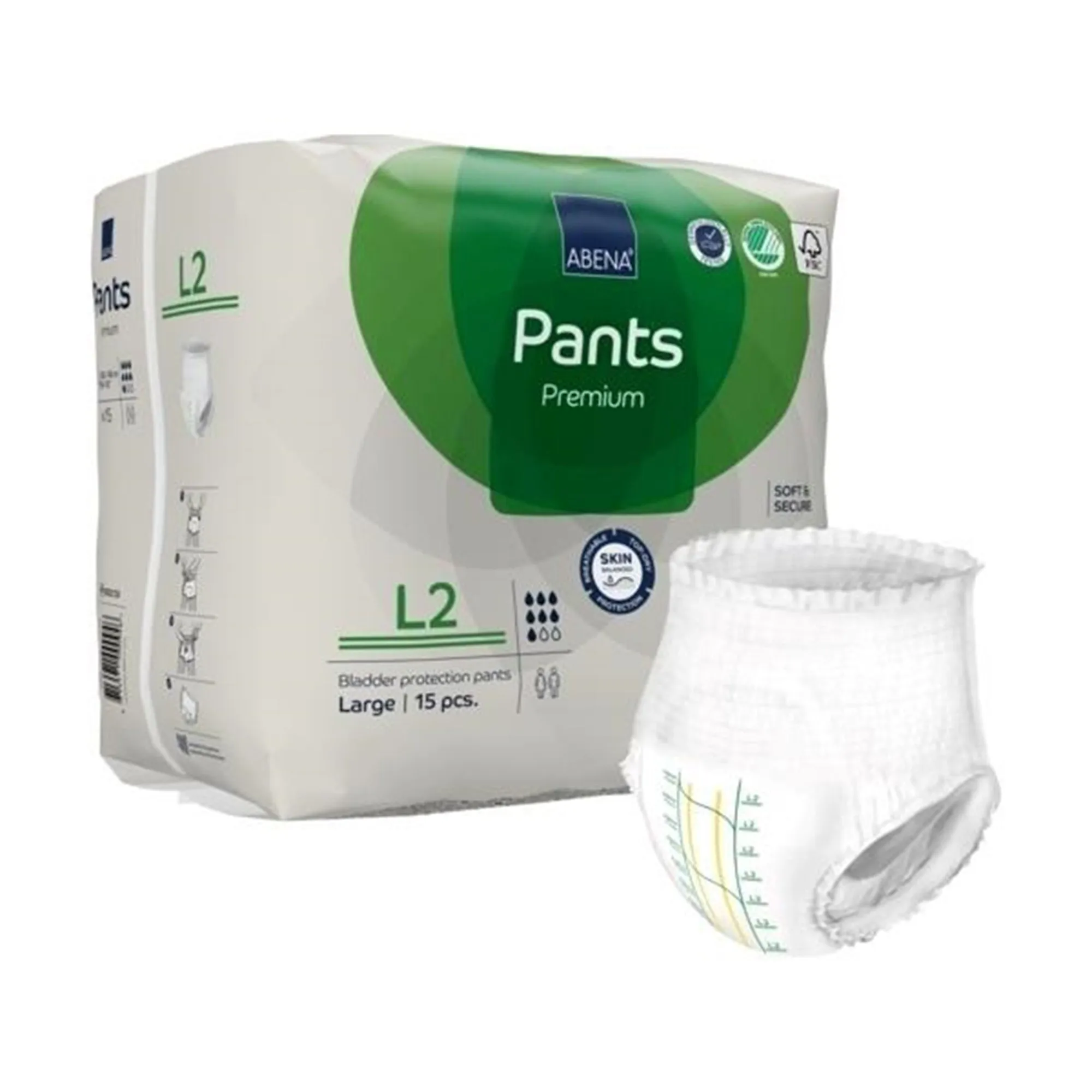 Abena Pants Premium Protective Underwear 39" - 55", Large - Absorbency Level 2