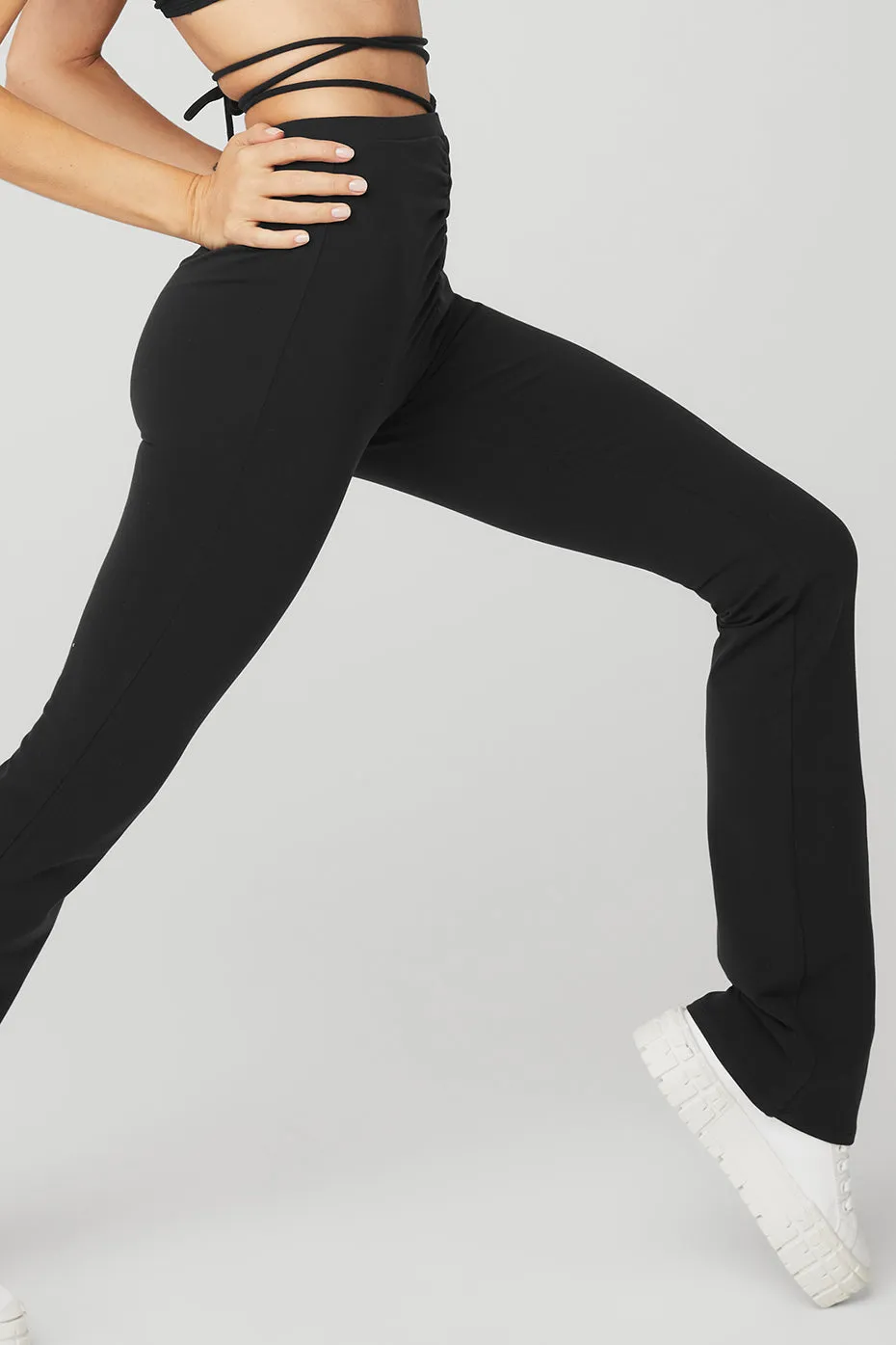 Airbrush High-Waist Cinch Flare Legging - Black