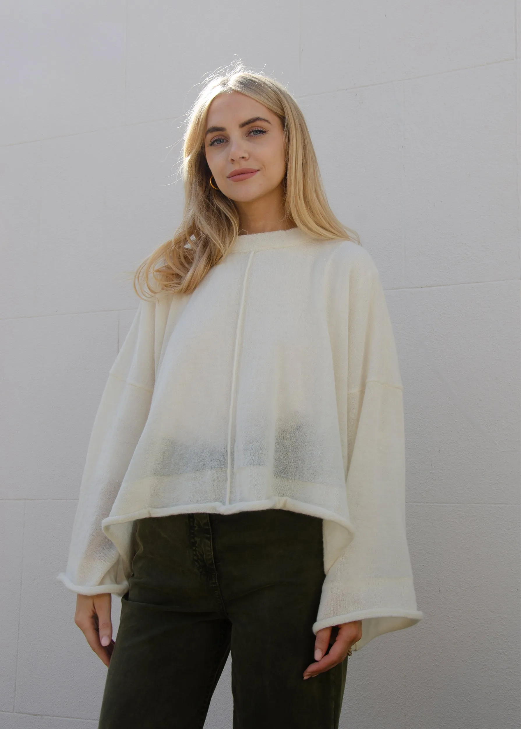 Alex Crop Sweater | Chalk White