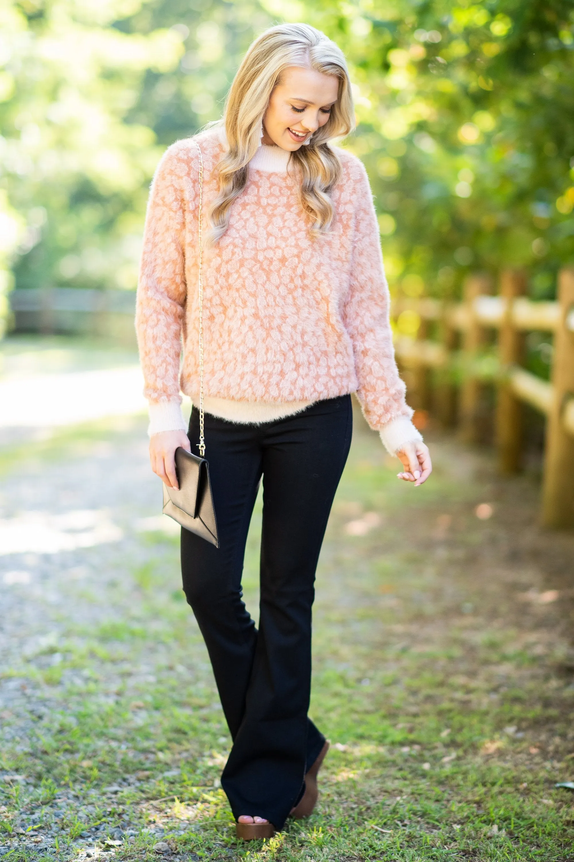 All My Life Blush Pink Leopard Sweater