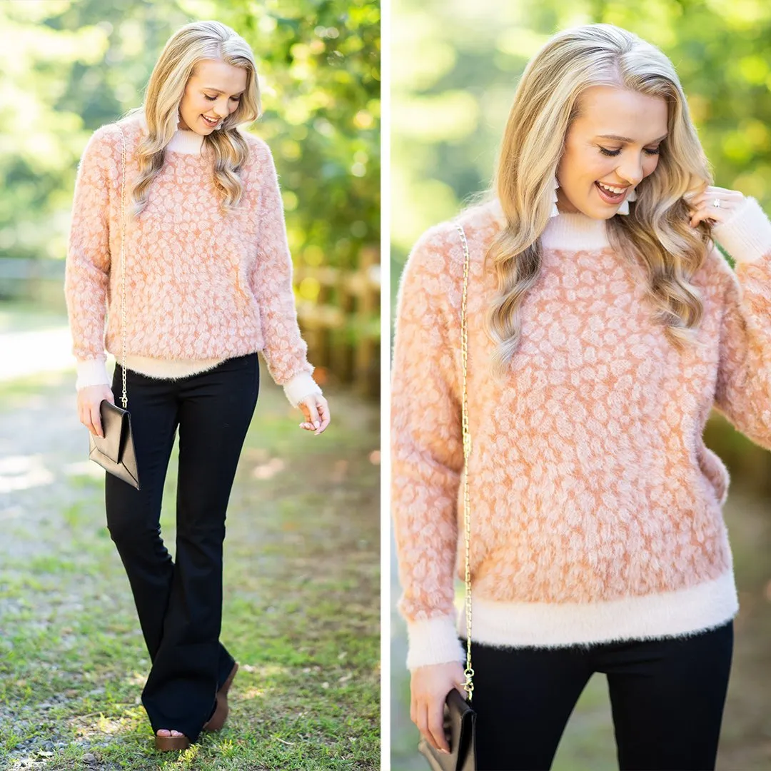 All My Life Blush Pink Leopard Sweater