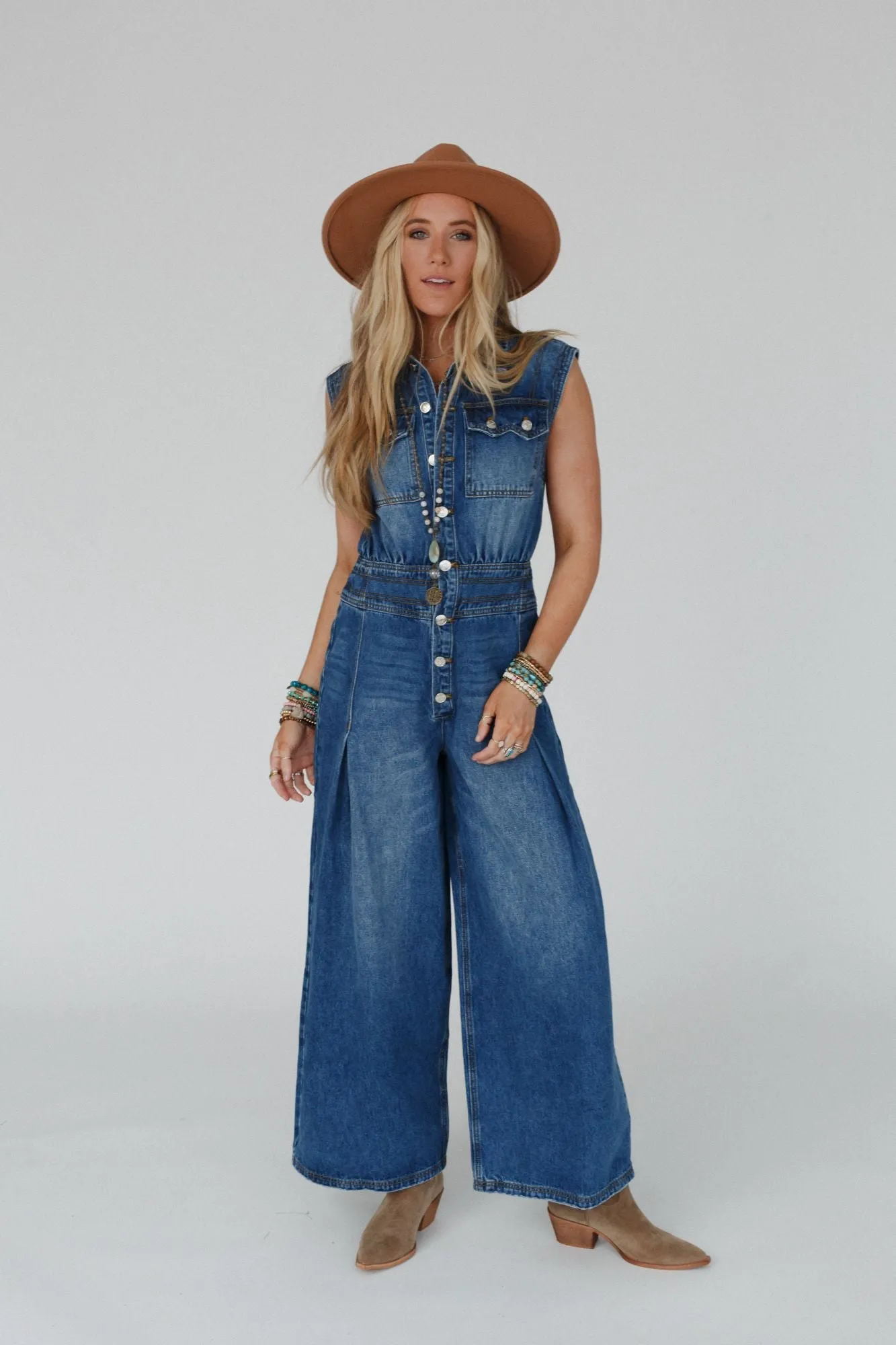 All Star Denim Jumpsuit - Medium Wash