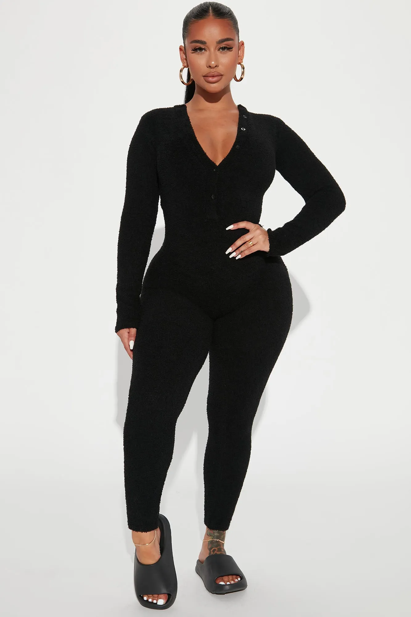 All Types Of Cozy Sweater Jumpsuit - Black