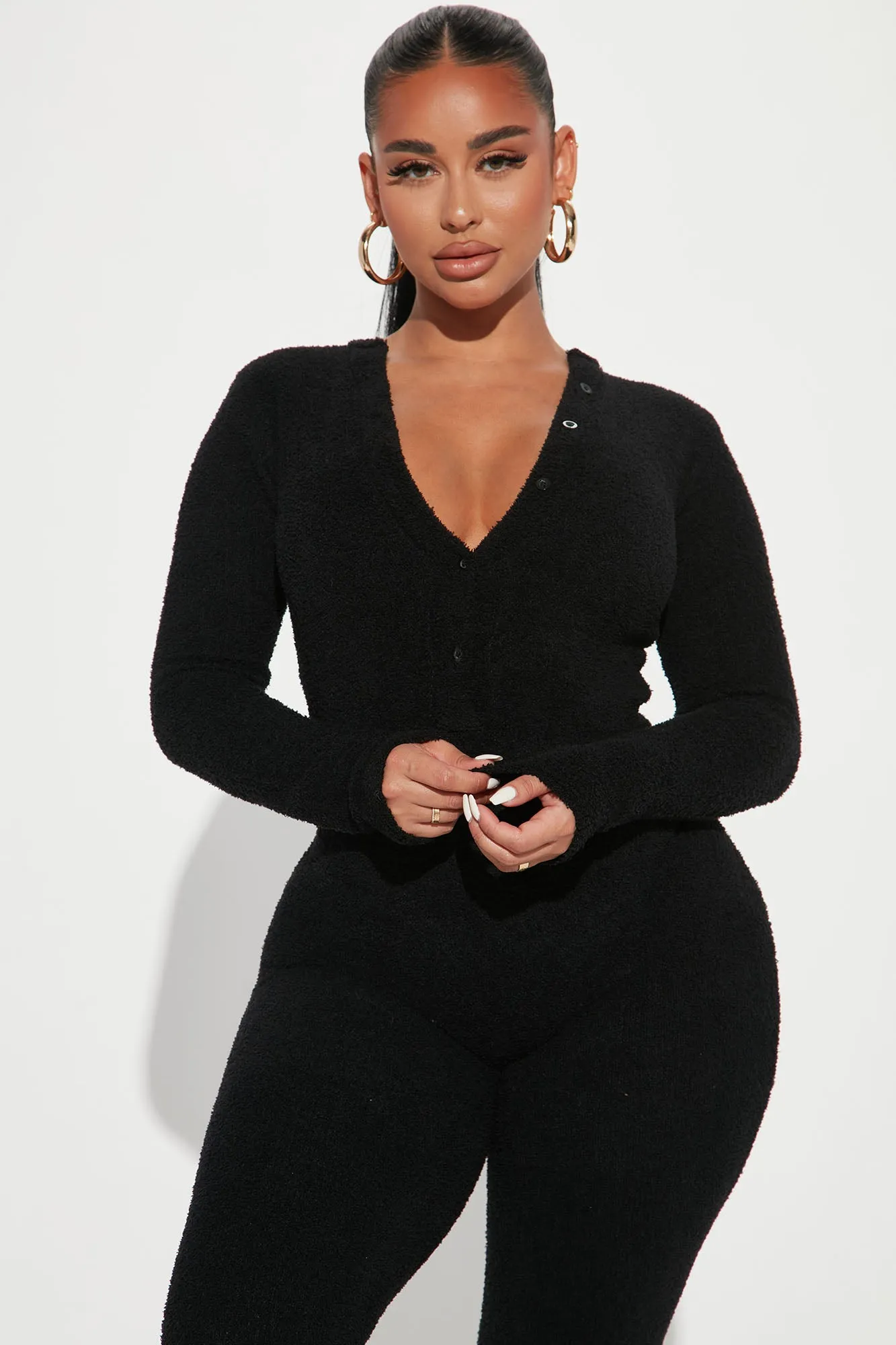 All Types Of Cozy Sweater Jumpsuit - Black