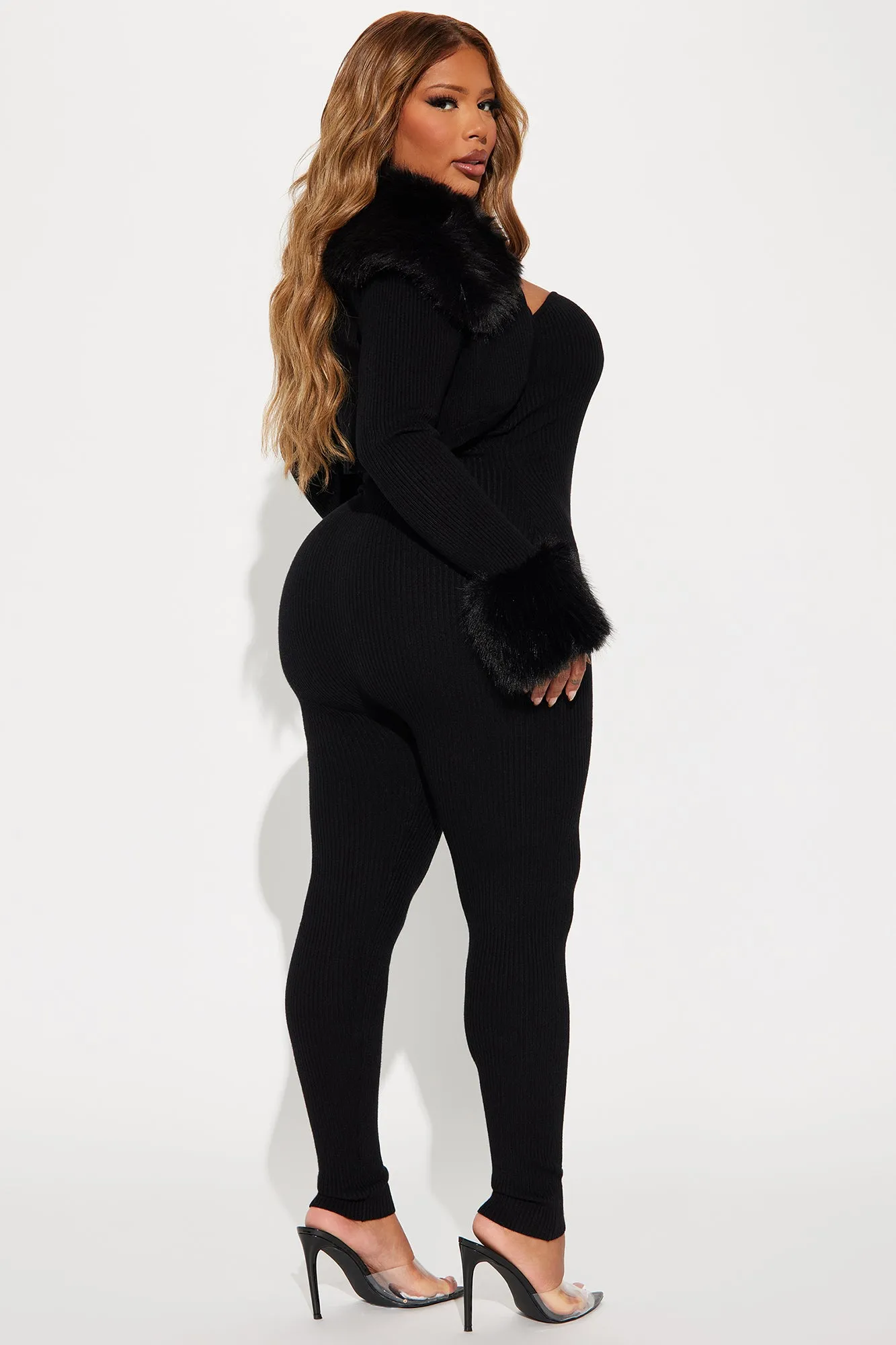 All Yours Sweater 2 Piece Jumpsuit Set - Black