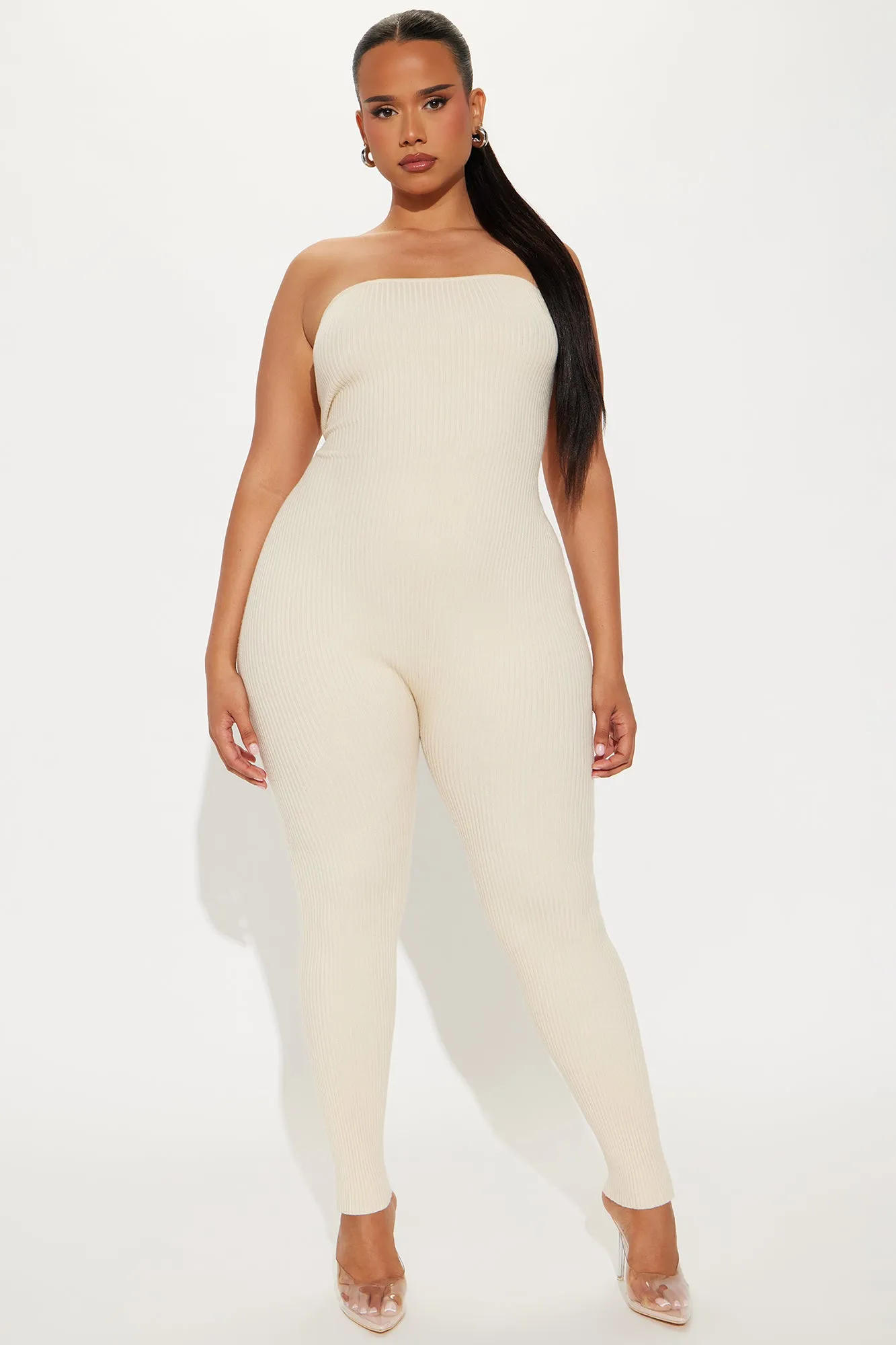 All Yours Sweater 2 Piece Jumpsuit Set - Cream