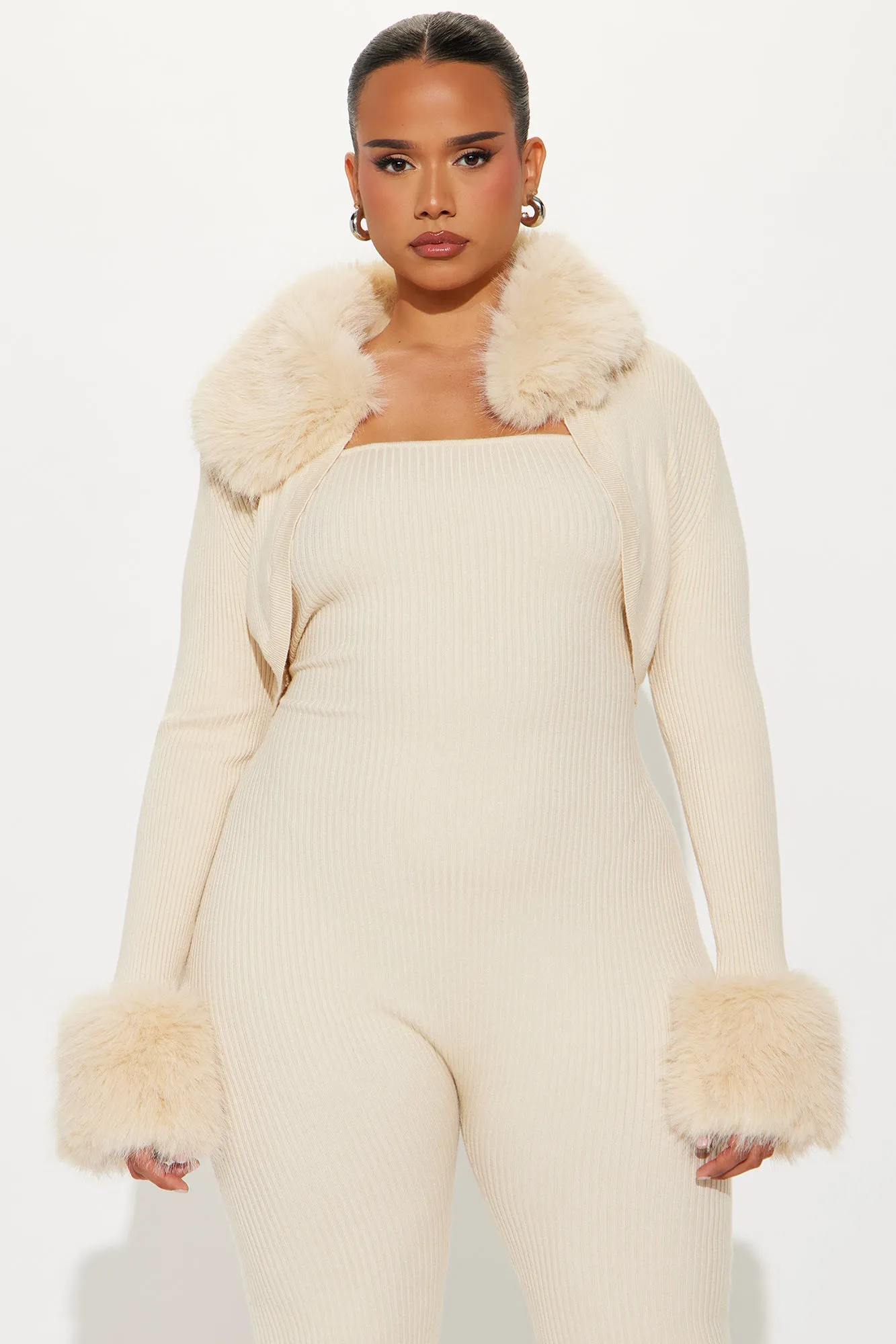 All Yours Sweater 2 Piece Jumpsuit Set - Cream