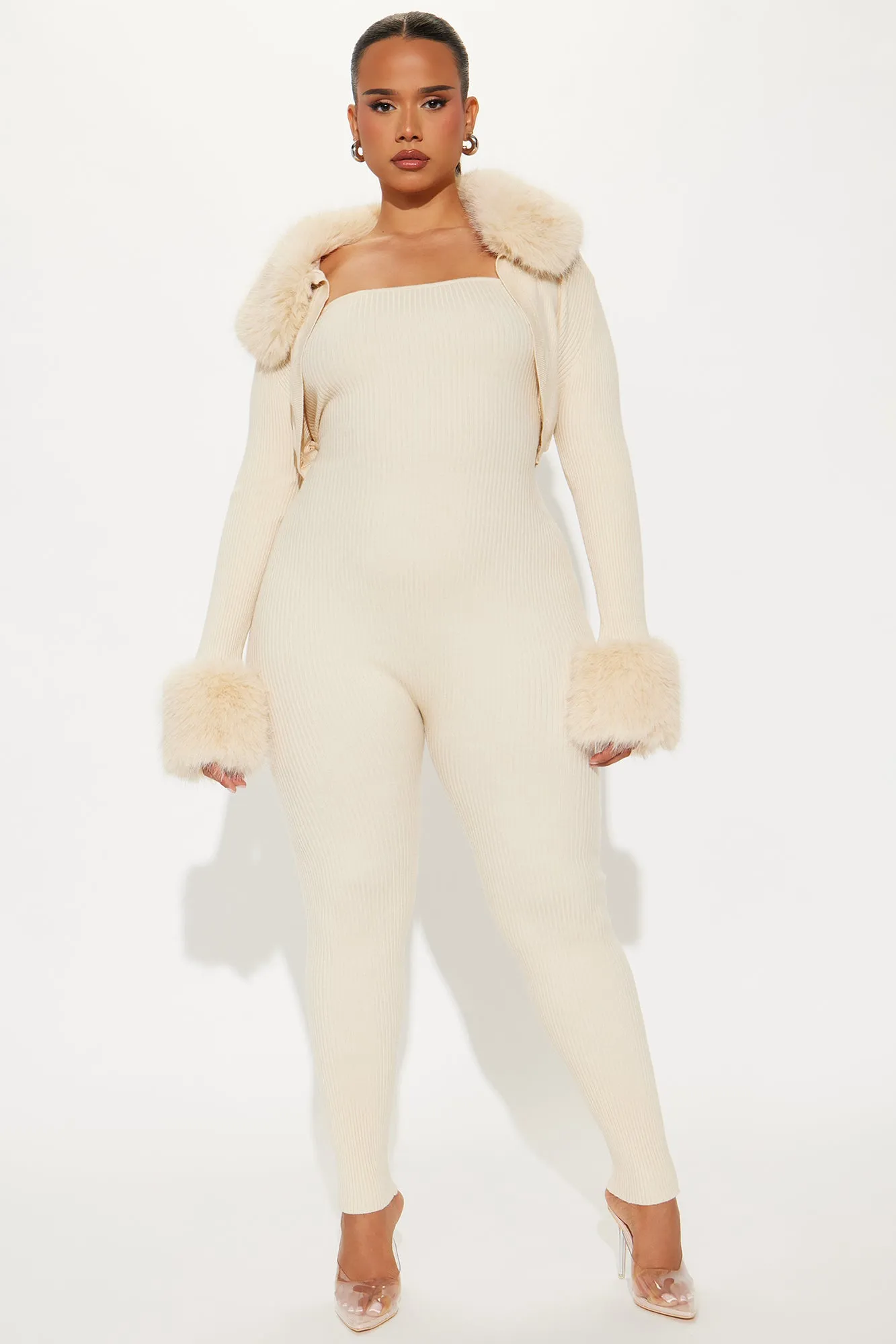 All Yours Sweater 2 Piece Jumpsuit Set - Cream