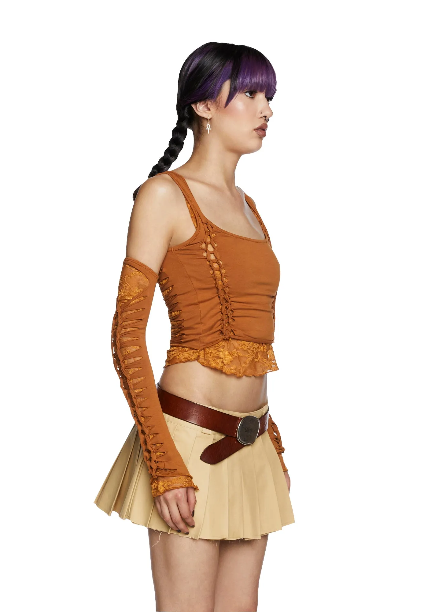 Alternative Spells Top And Gloves Set - Brown