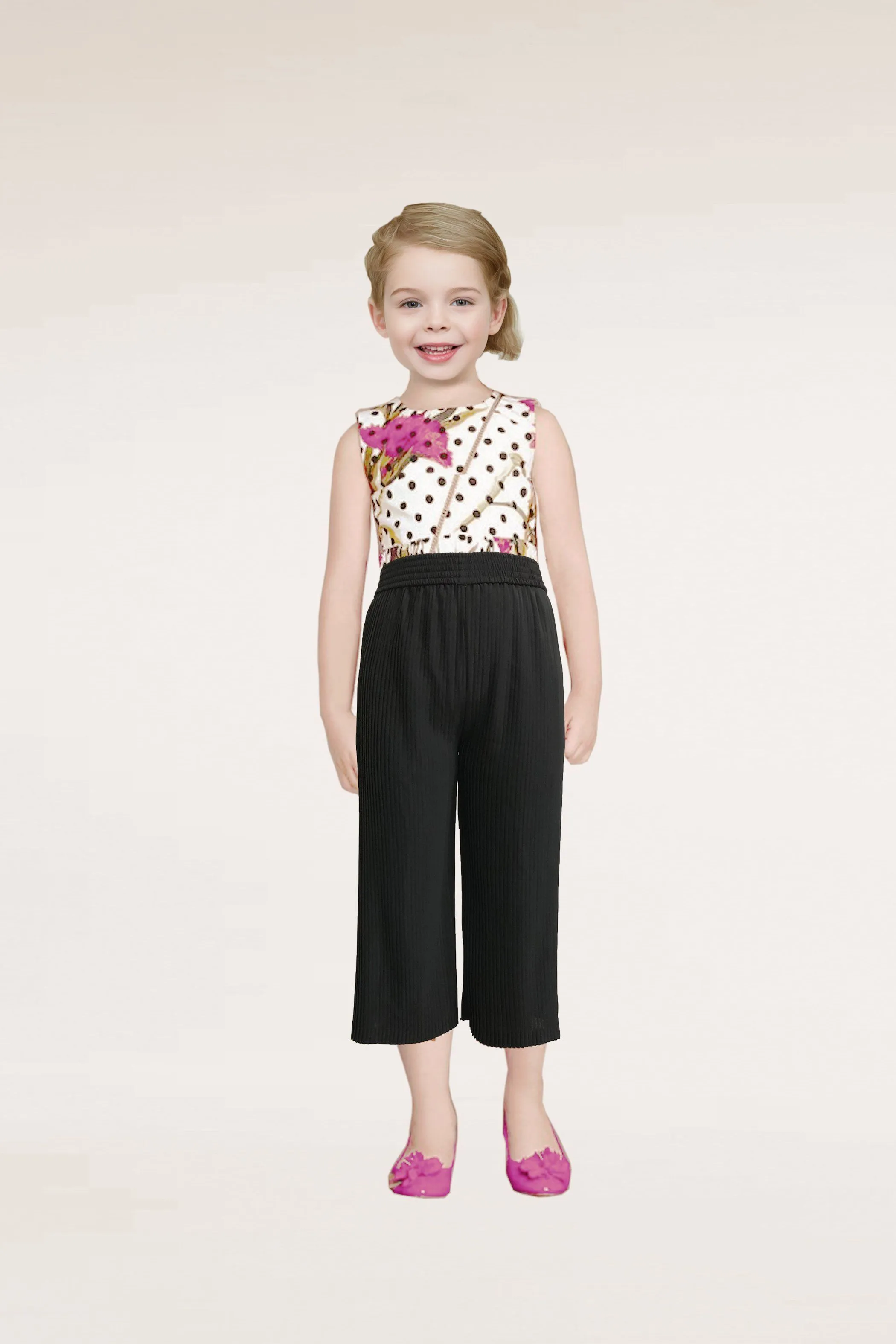 Andrea Pleat Straight Cut Pants For Kids (Matte Fabric)