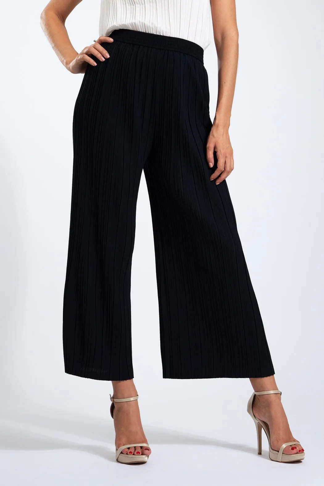 Andrea Small Pleat Straight Cut Pants (Matte Fabric)