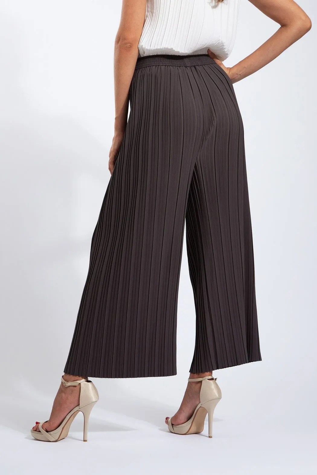 Andrea Small Pleat Straight Cut Pants (Matte Fabric)