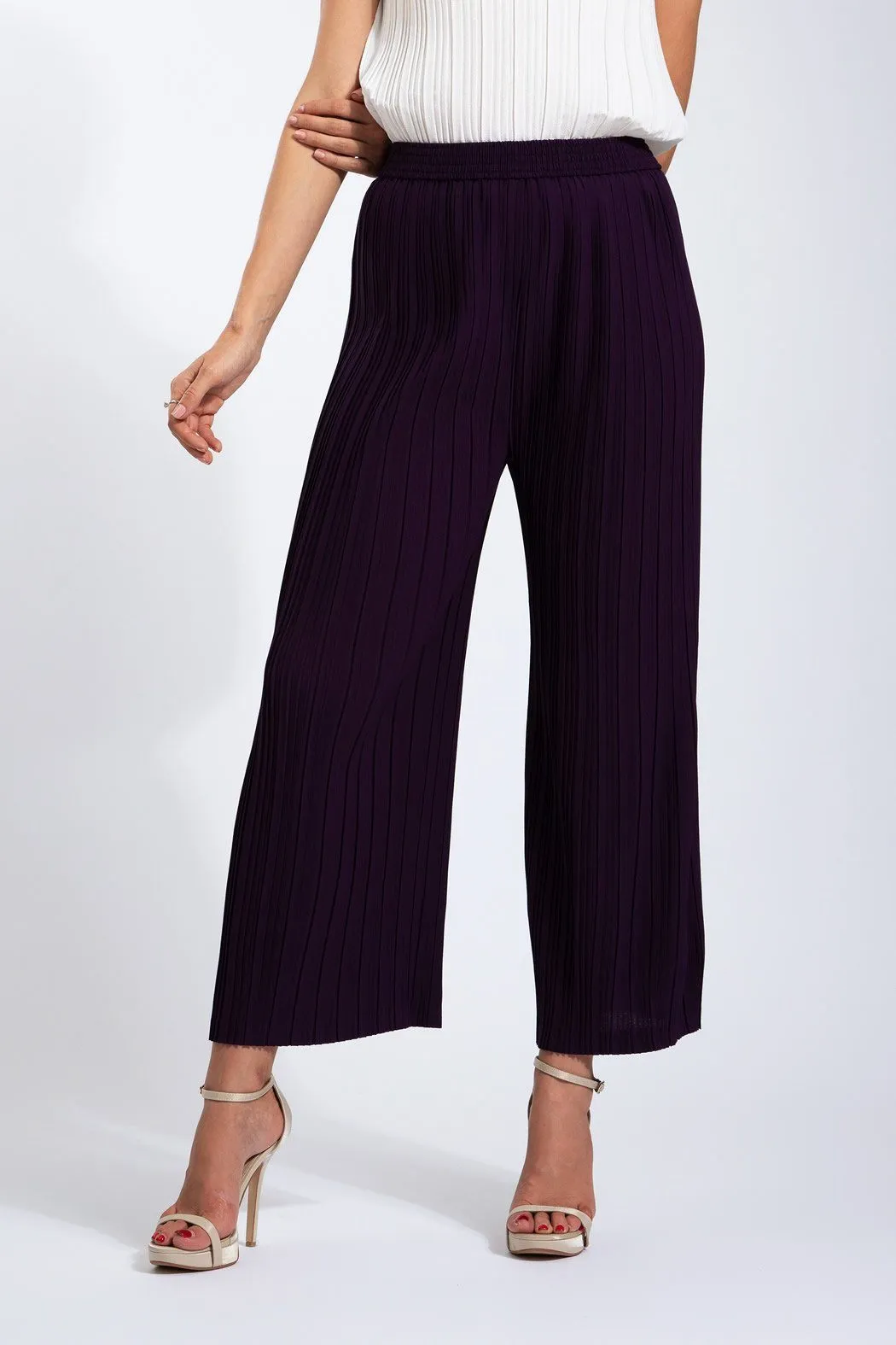 Andrea Small Pleat Straight Cut Pants (Matte Fabric)