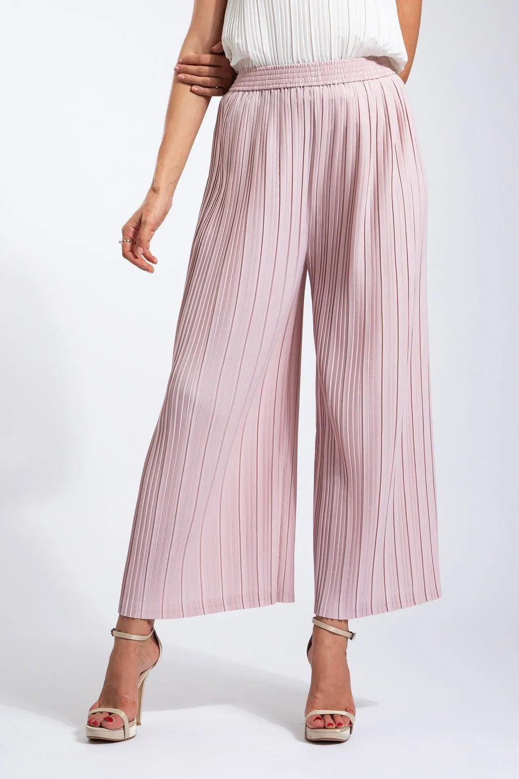 Andrea Small Pleat Straight Cut Pants (Matte Fabric)