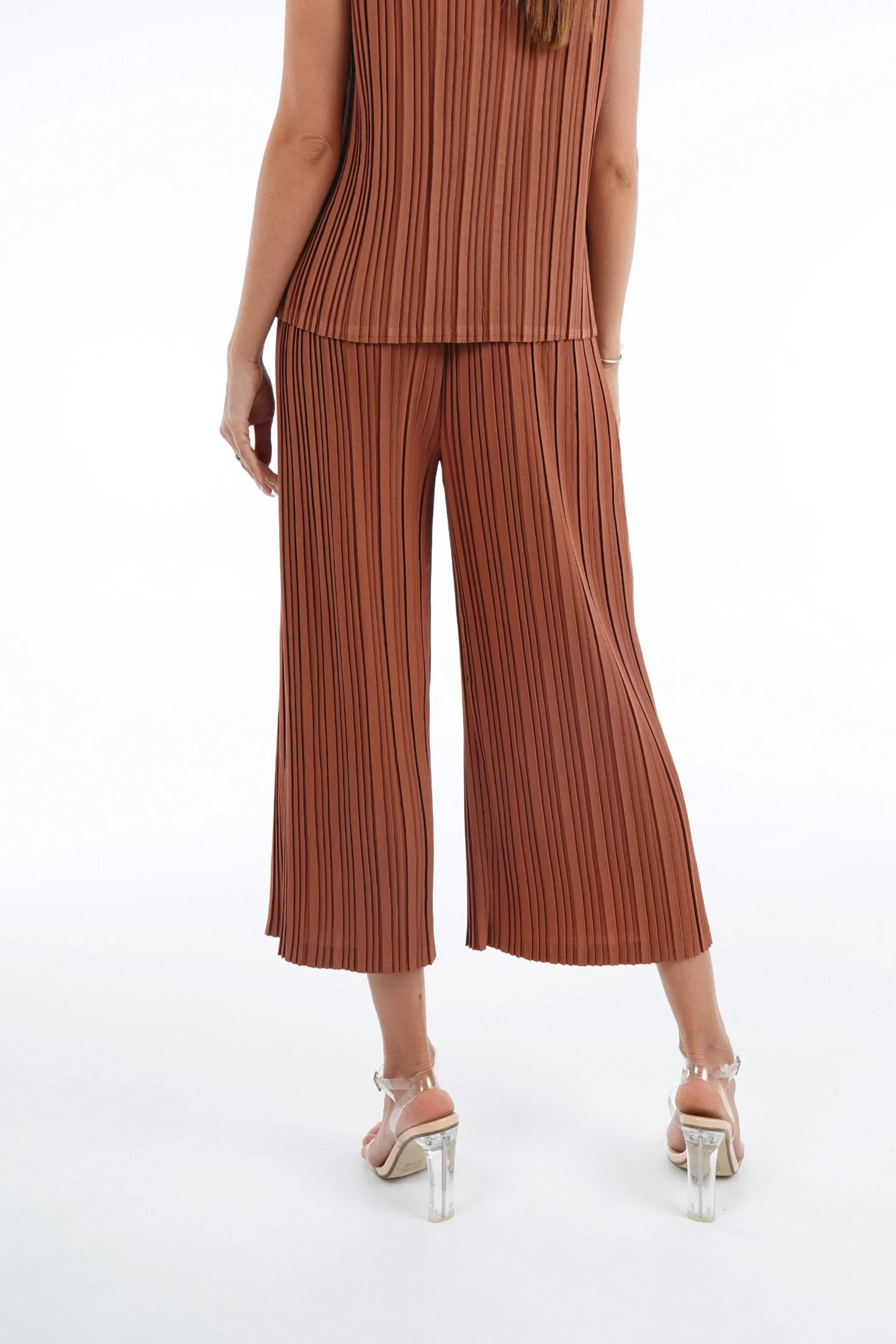 Andrea Small Pleat Straight Cut Pants (Matte Fabric)