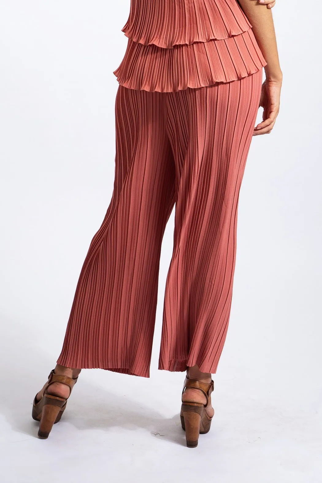 Andrea Small Pleat Straight Cut Pants (Matte Fabric)