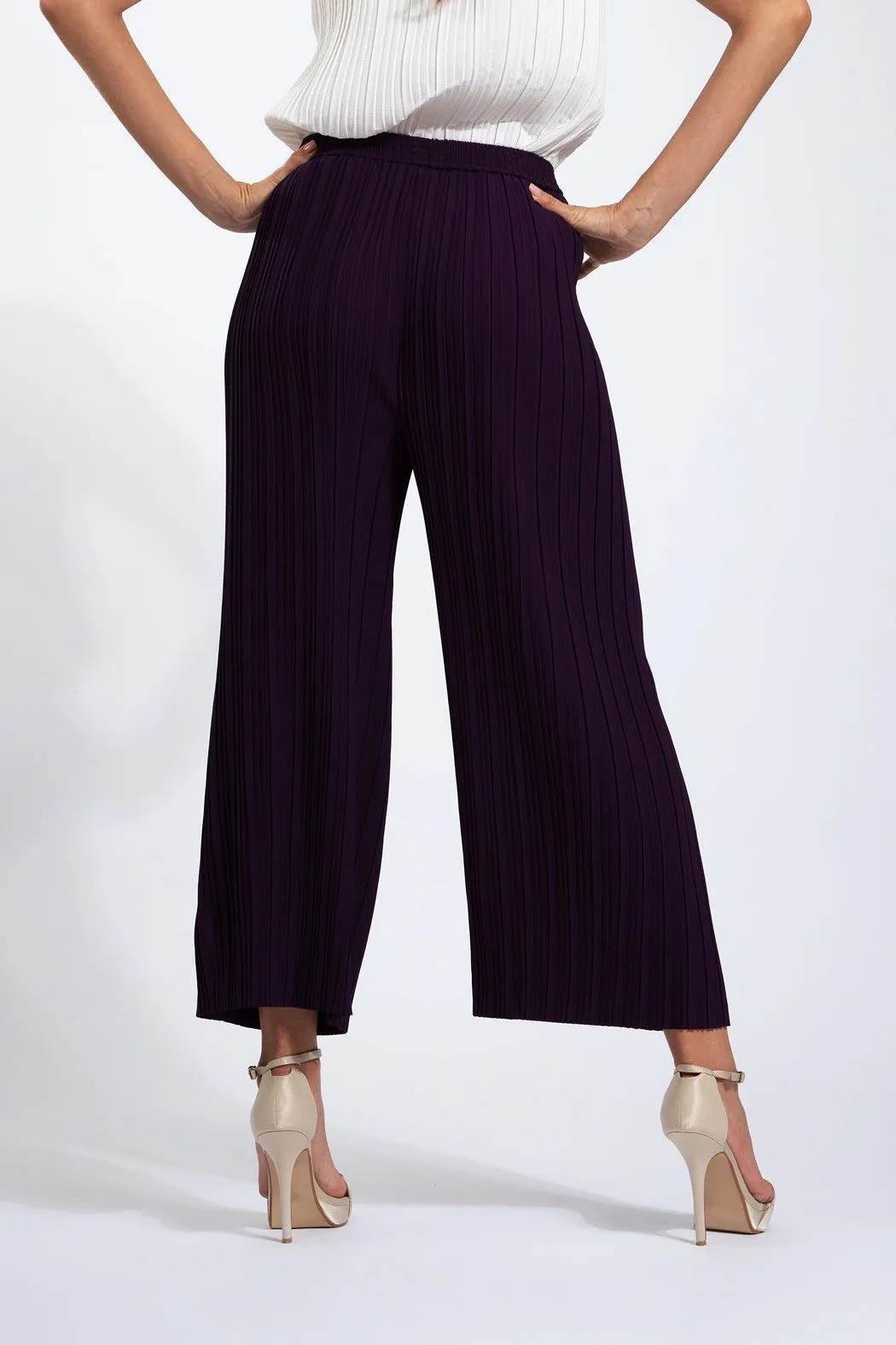 Andrea Small Pleat Straight Cut Pants (Matte Fabric)