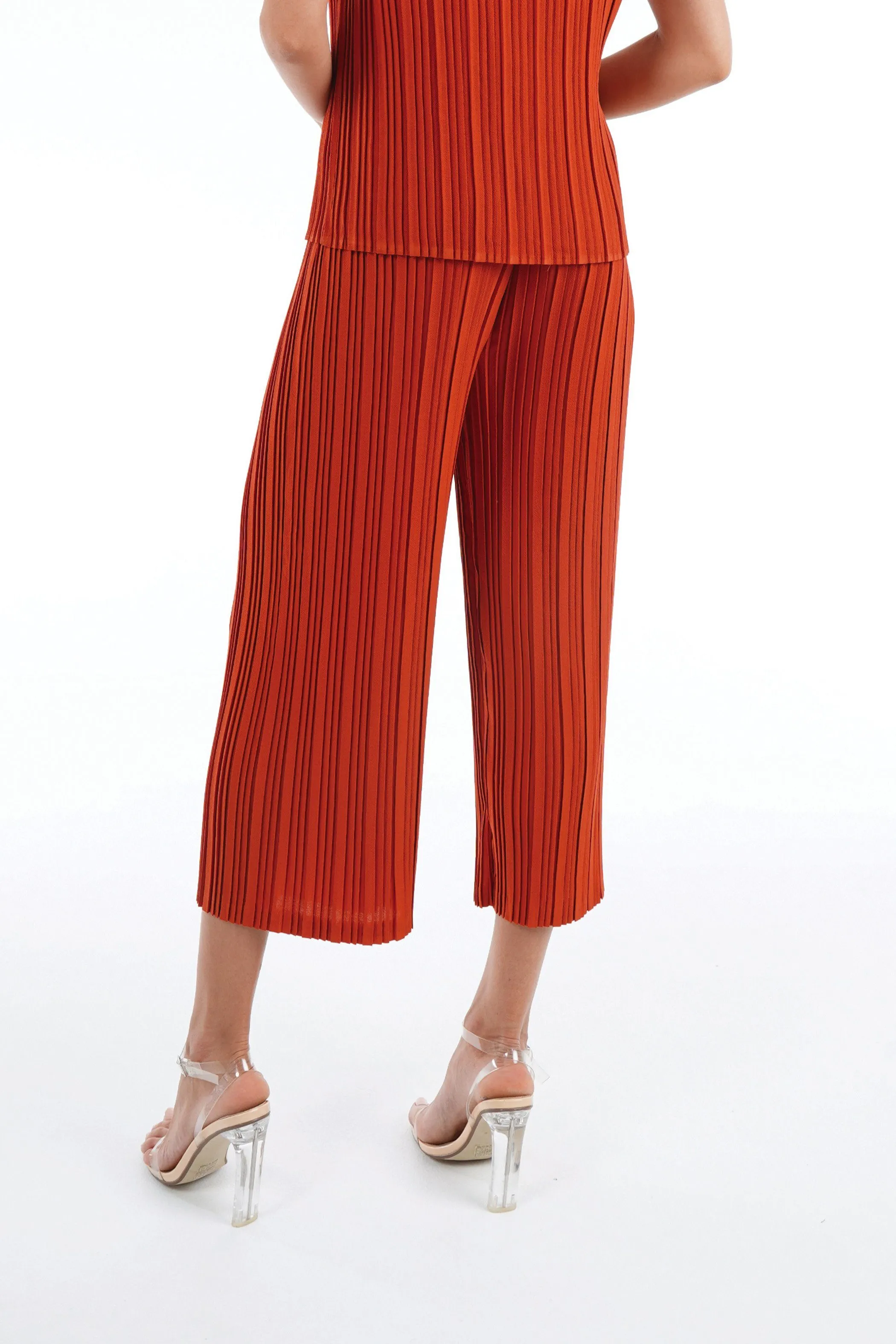 Andrea Small Pleat Straight Cut Pants (Matte Fabric)