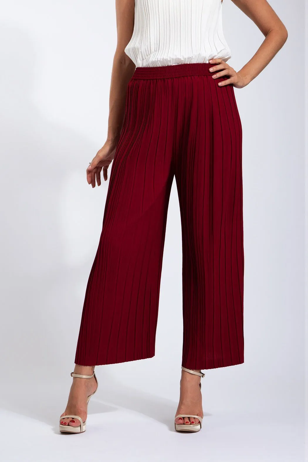 Andrea Small Pleat Straight Cut Pants (Matte Fabric)