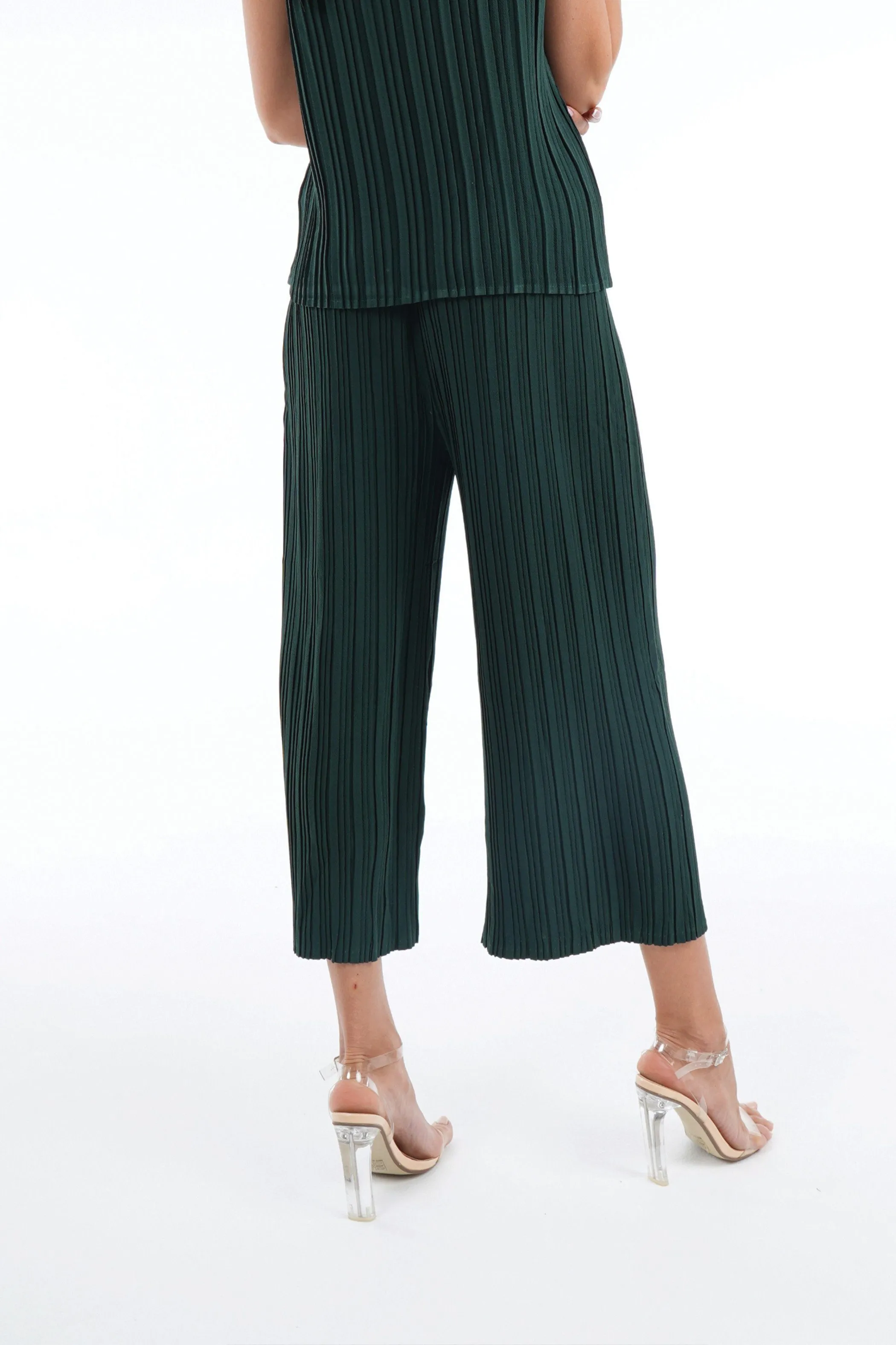 Andrea Small Pleat Straight Cut Pants (Matte Fabric)