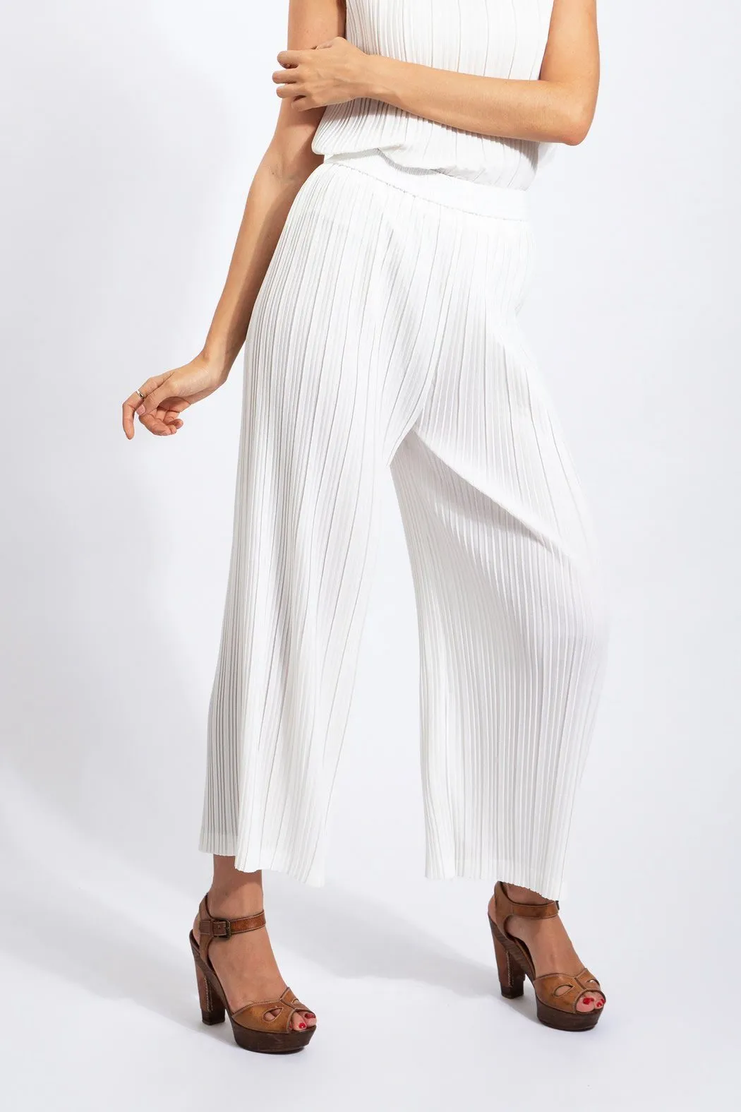 Andrea Small Pleat Straight Cut Pants (Matte Fabric)