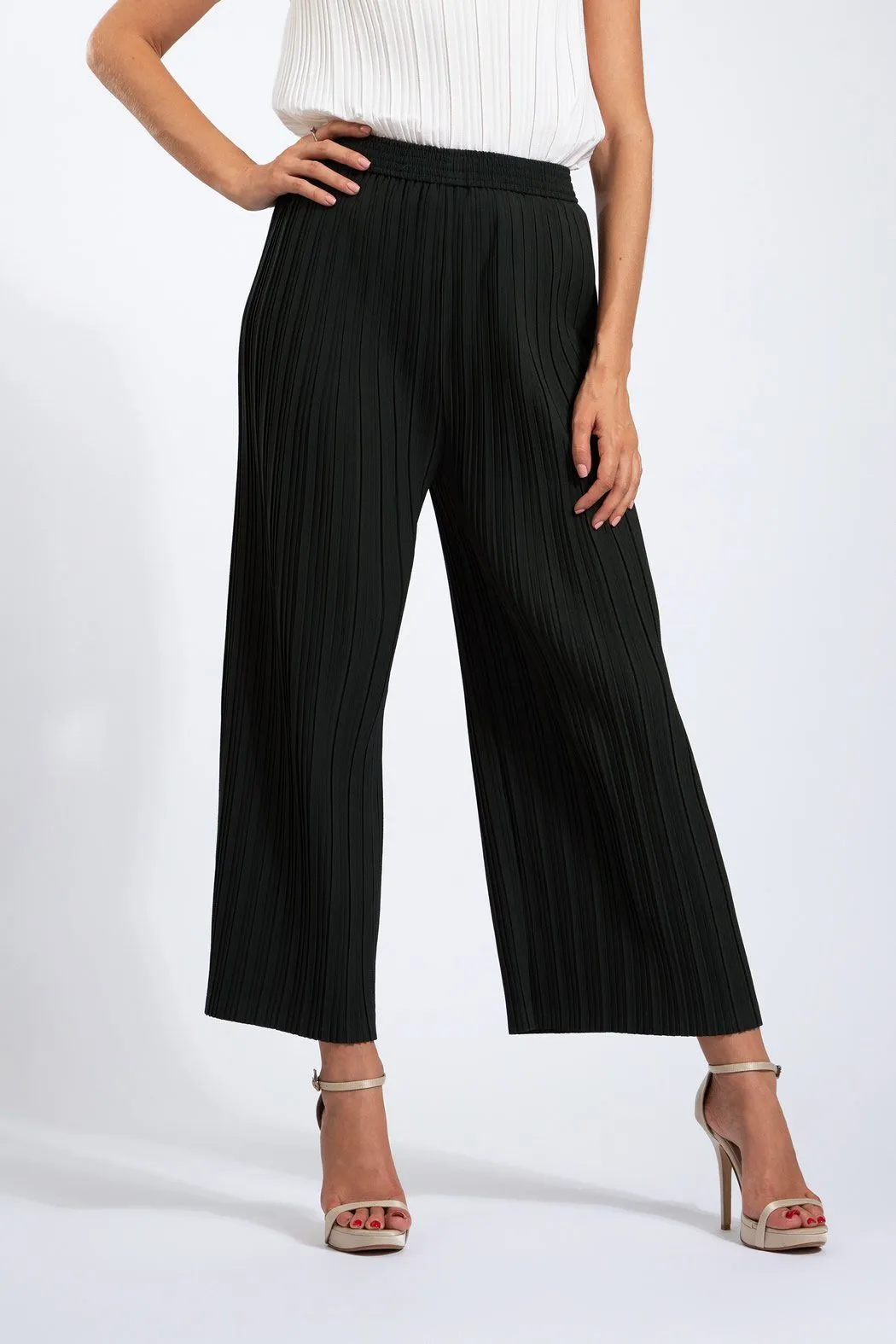 Andrea Small Pleat Straight Cut Pants (Matte Fabric)