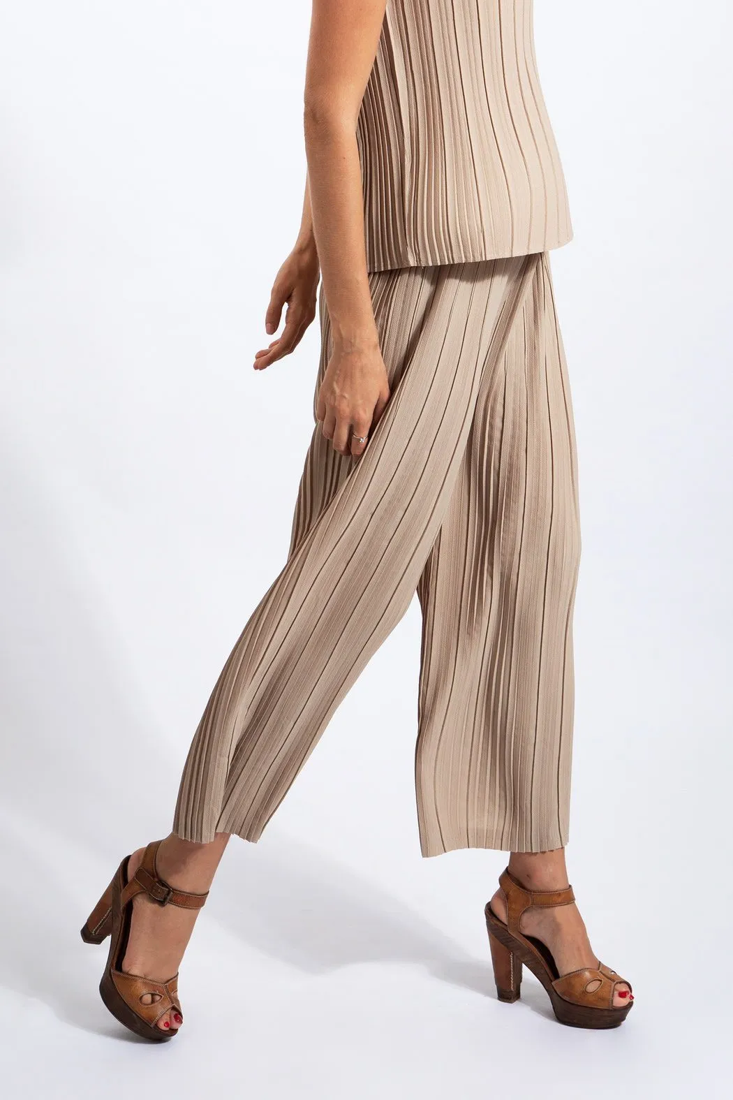 Andrea Small Pleat Straight Cut Pants (Matte Fabric)