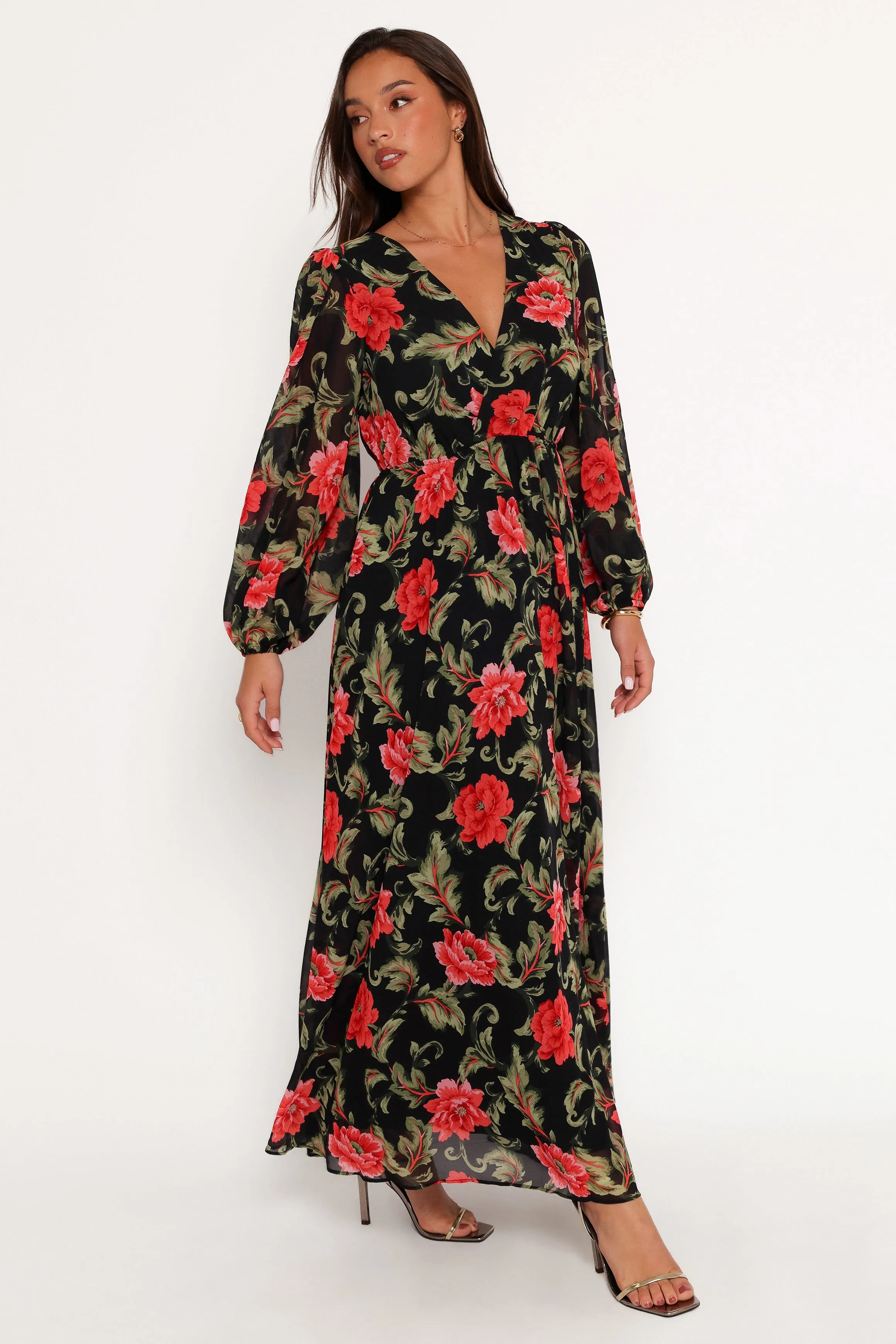 Anisa Maxi Dress - Black Floral