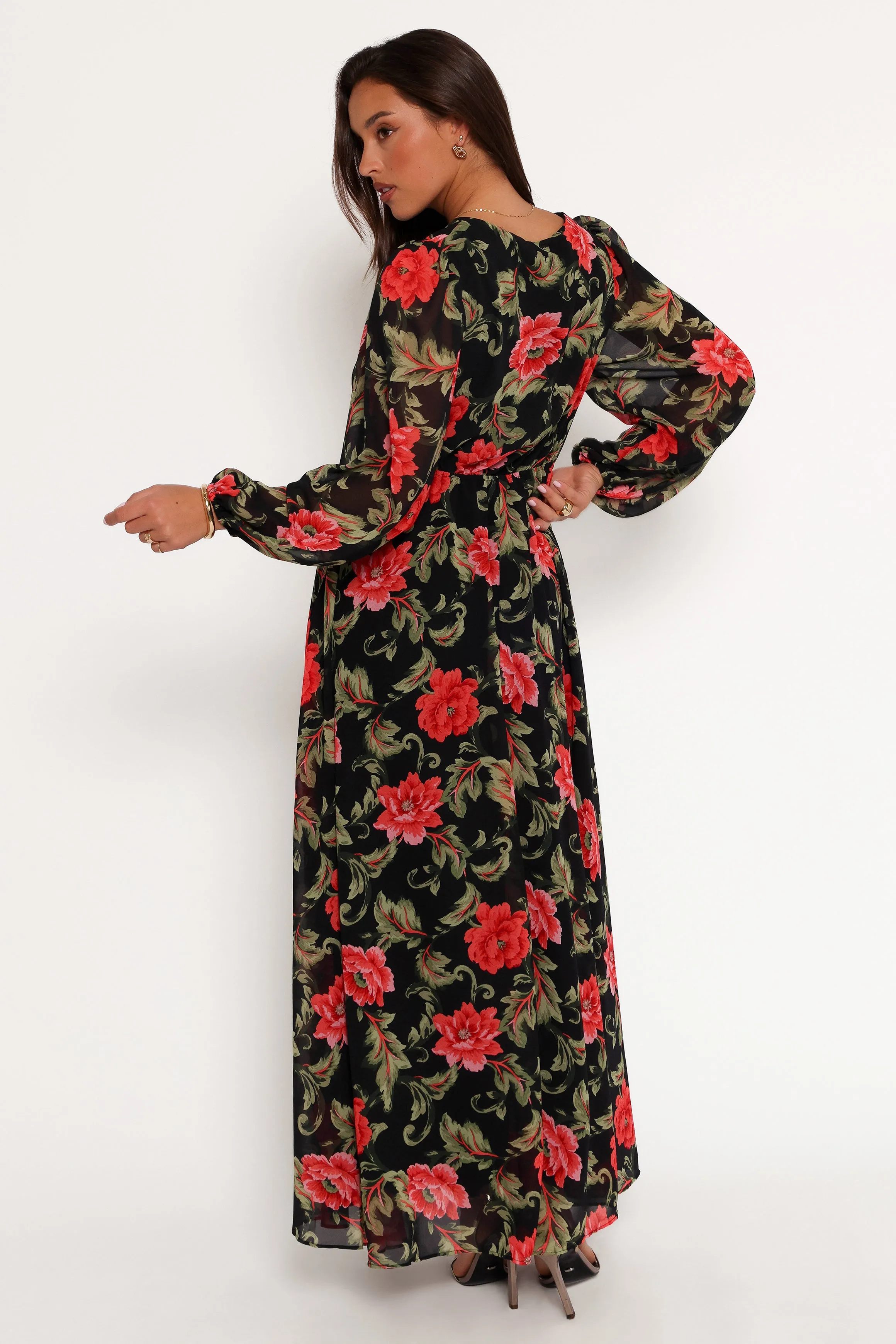 Anisa Maxi Dress - Black Floral