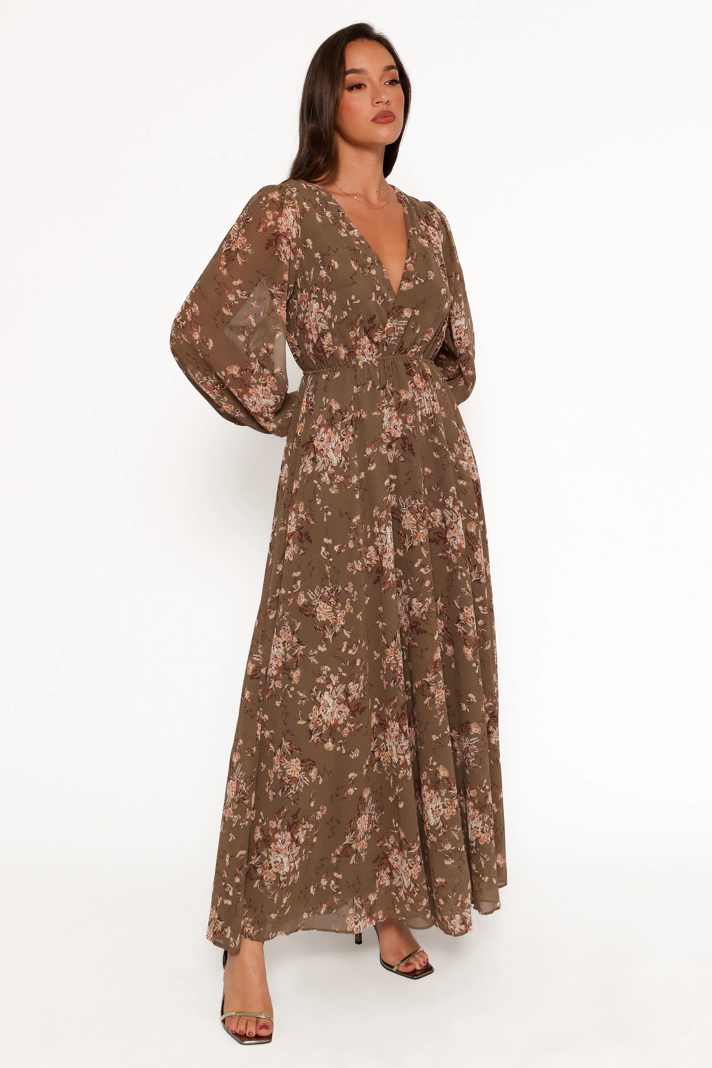 Anisa Maxi Dress - Olive Floral