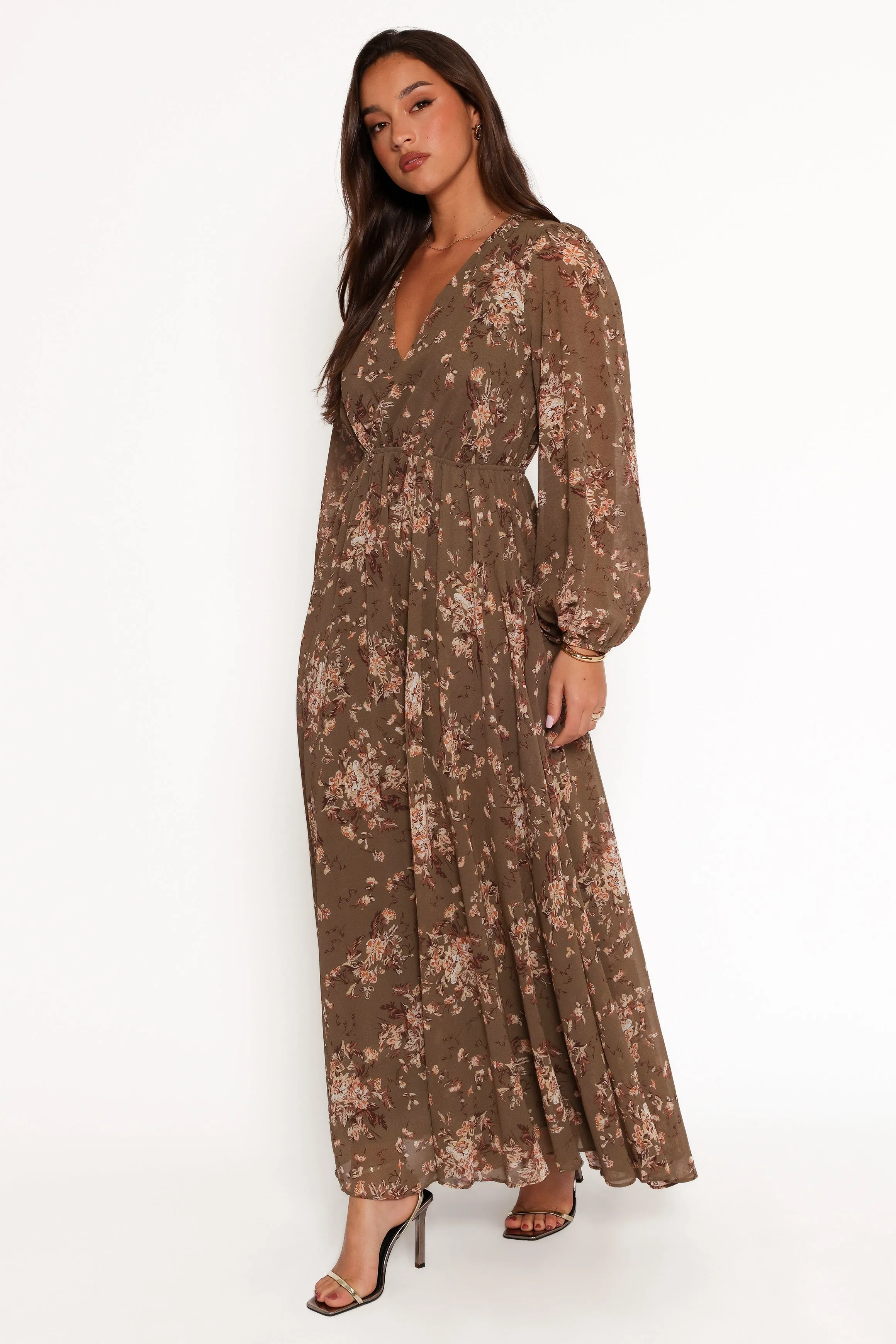 Anisa Maxi Dress - Olive Floral