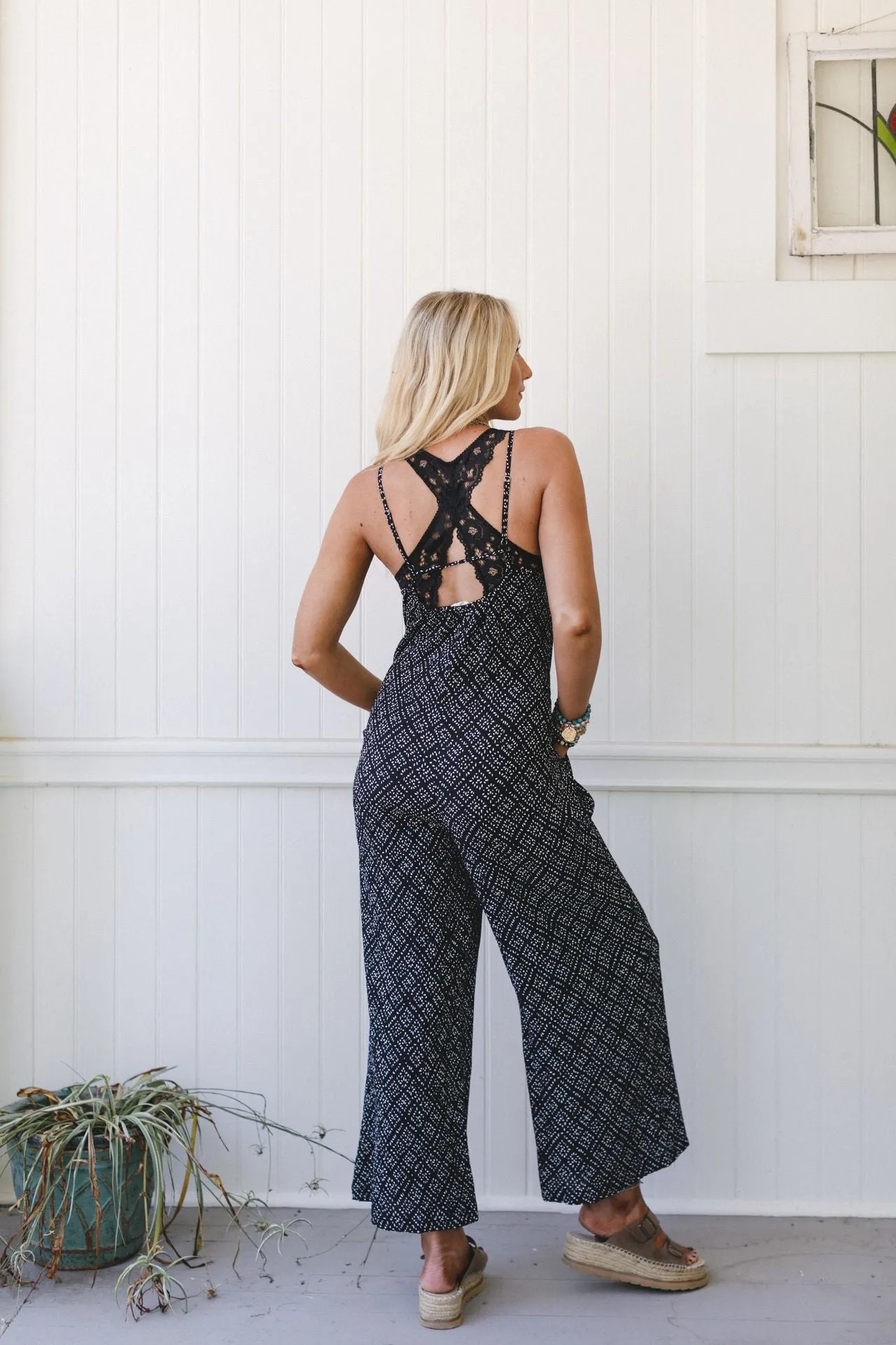 Annabelle Printed Jumpsuit - Black