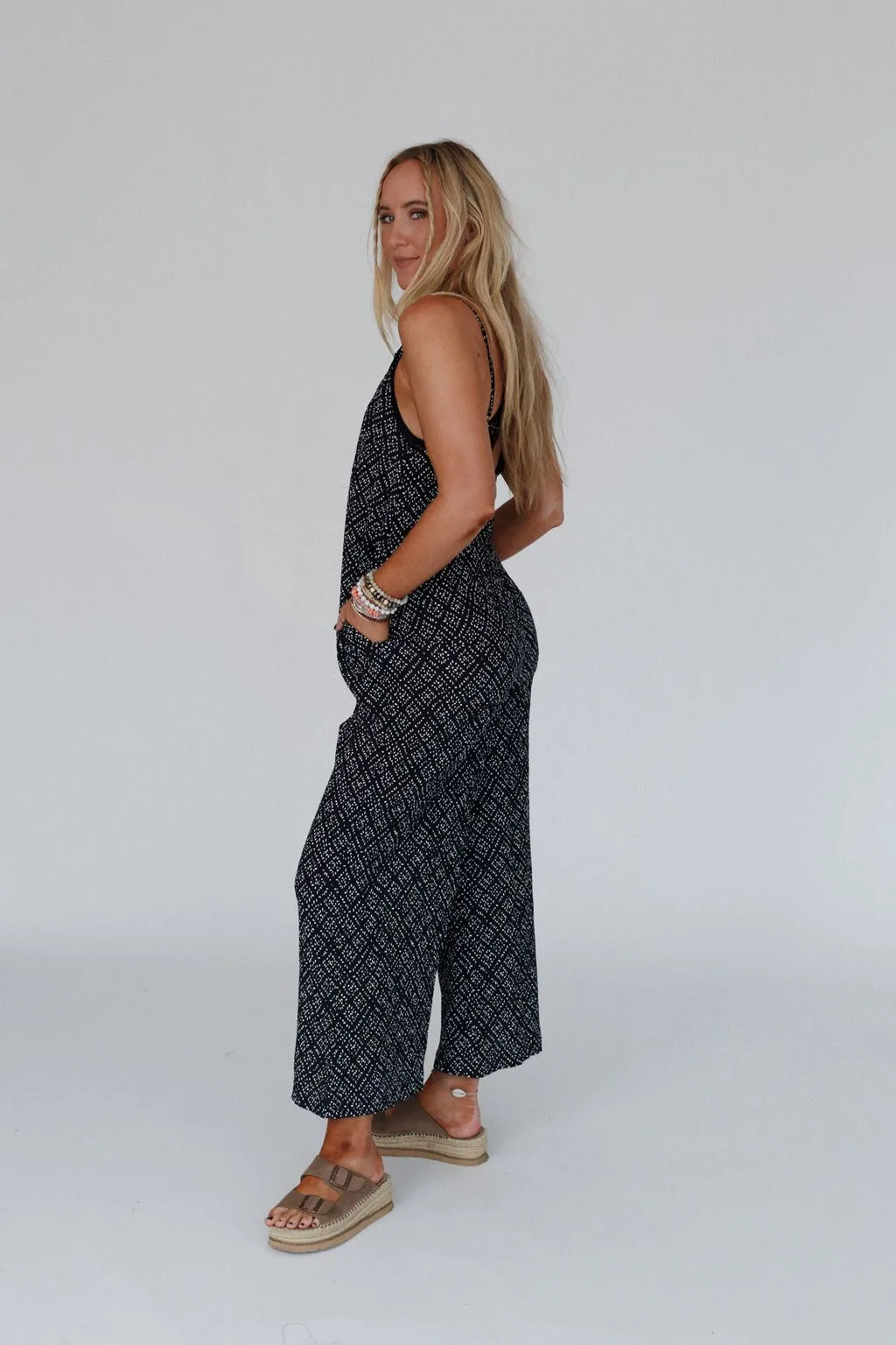 Annabelle Printed Jumpsuit - Black