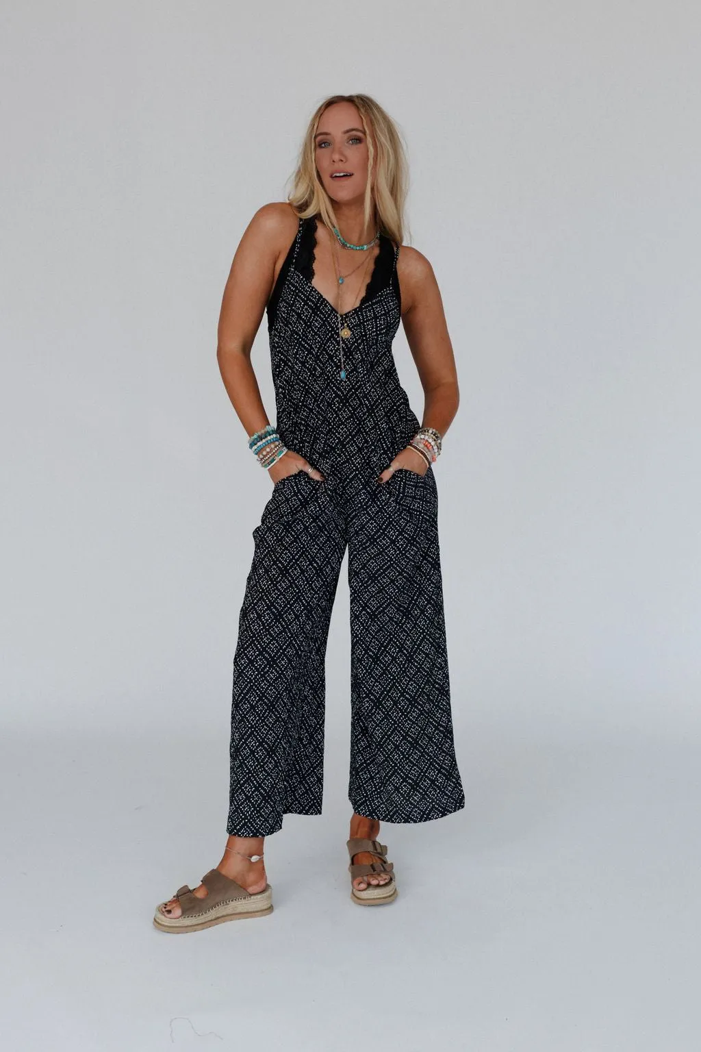 Annabelle Printed Jumpsuit - Black