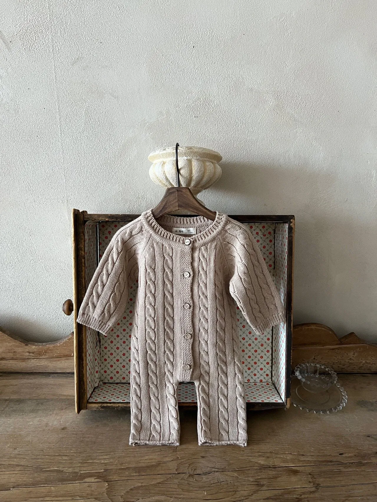 Baby Cable Knit Sweater Long Sleeve Jumpsuit (0-24m) - 3 Colors