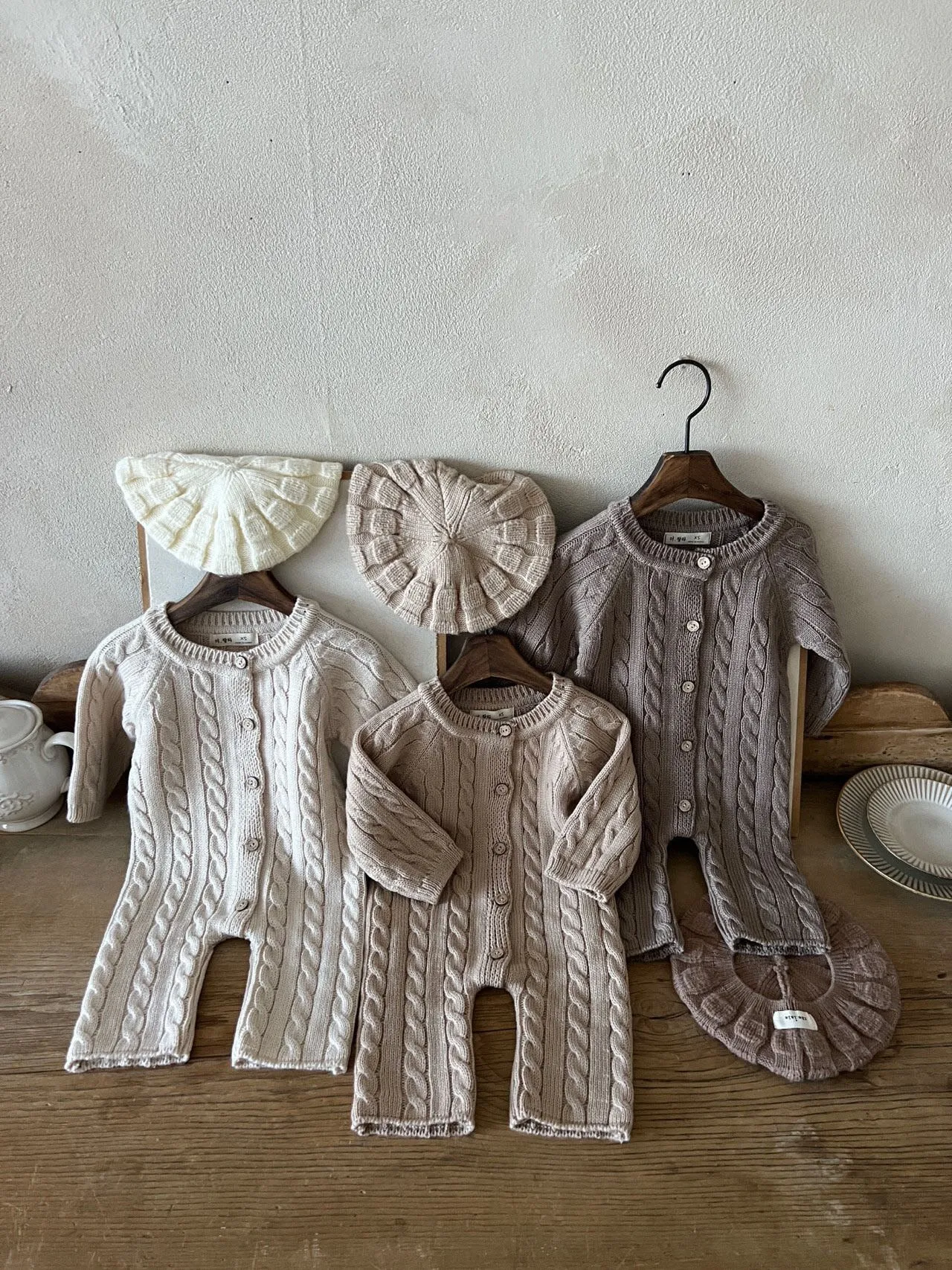 Baby Cable Knit Sweater Long Sleeve Jumpsuit (0-24m) - 3 Colors