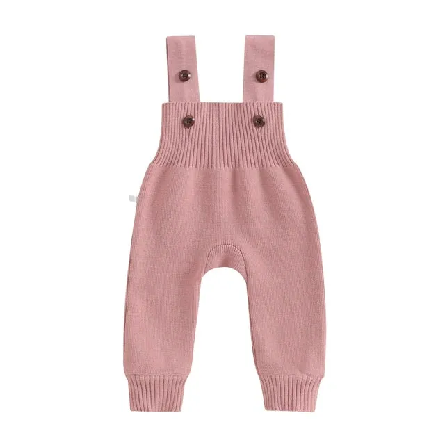 Baby/Toddler Sweater Knit Button Close Suspender Jumpsuit  Boys Girls