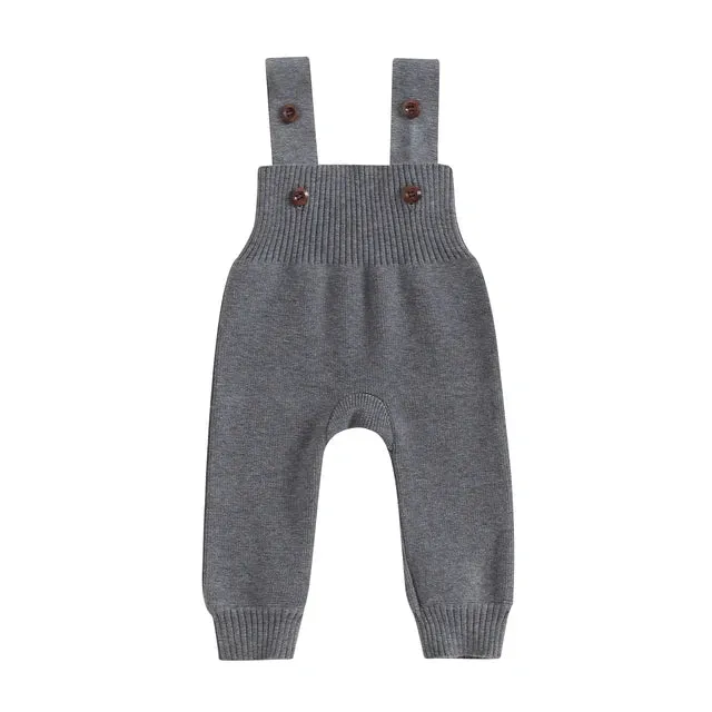 Baby/Toddler Sweater Knit Button Close Suspender Jumpsuit  Boys Girls