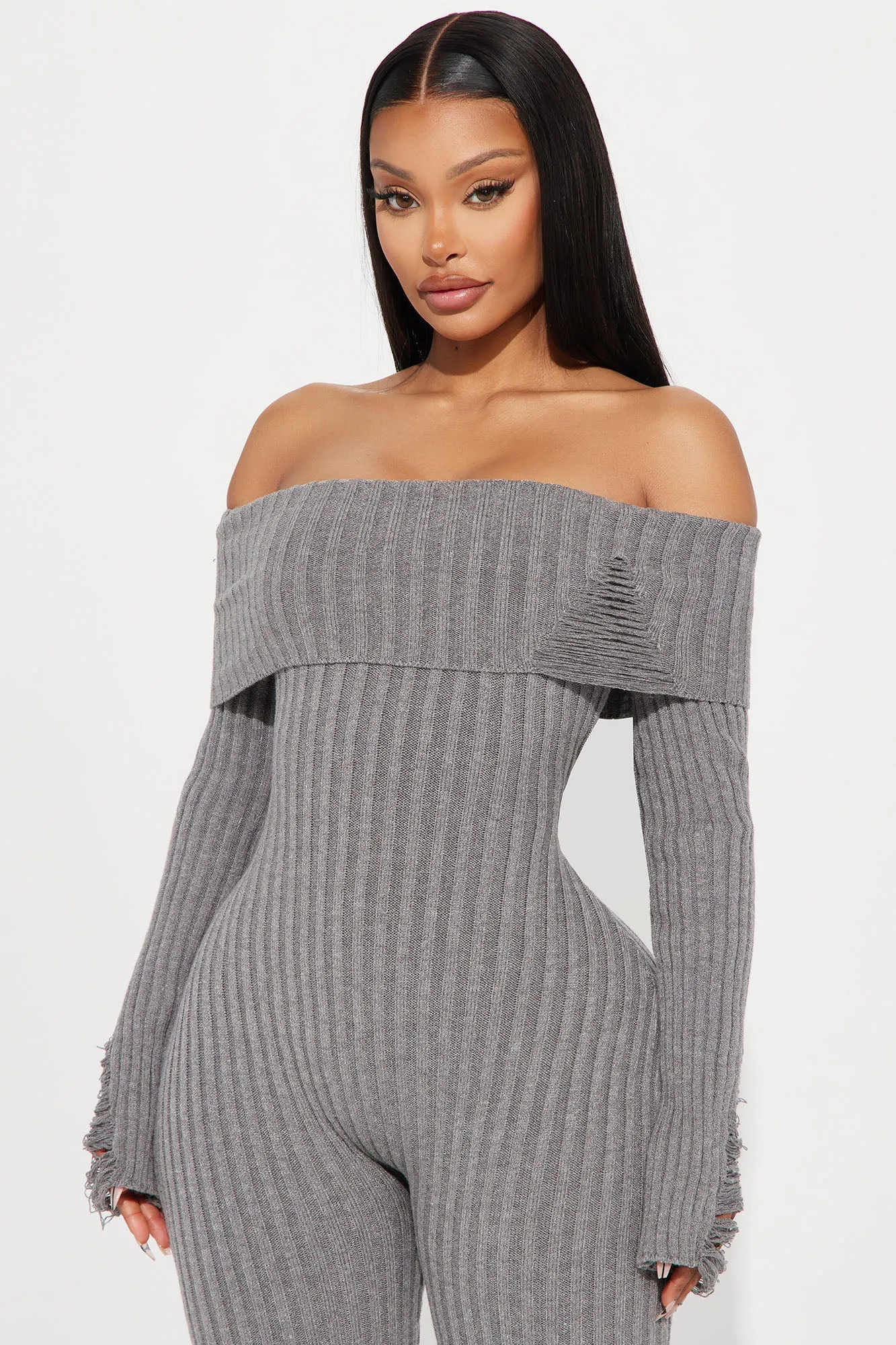 Better Days Sweater Jumpsuit - Heather Grey