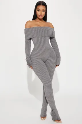 Better Days Sweater Jumpsuit - Heather Grey