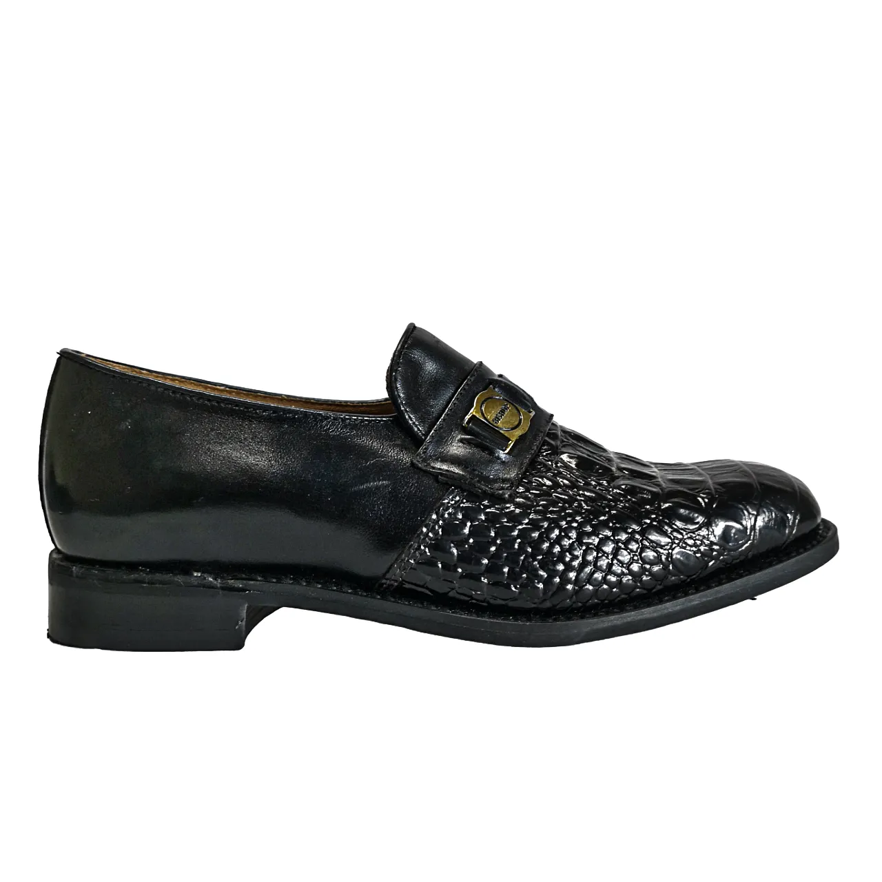 Bishop Leather Croc Black Mocassin