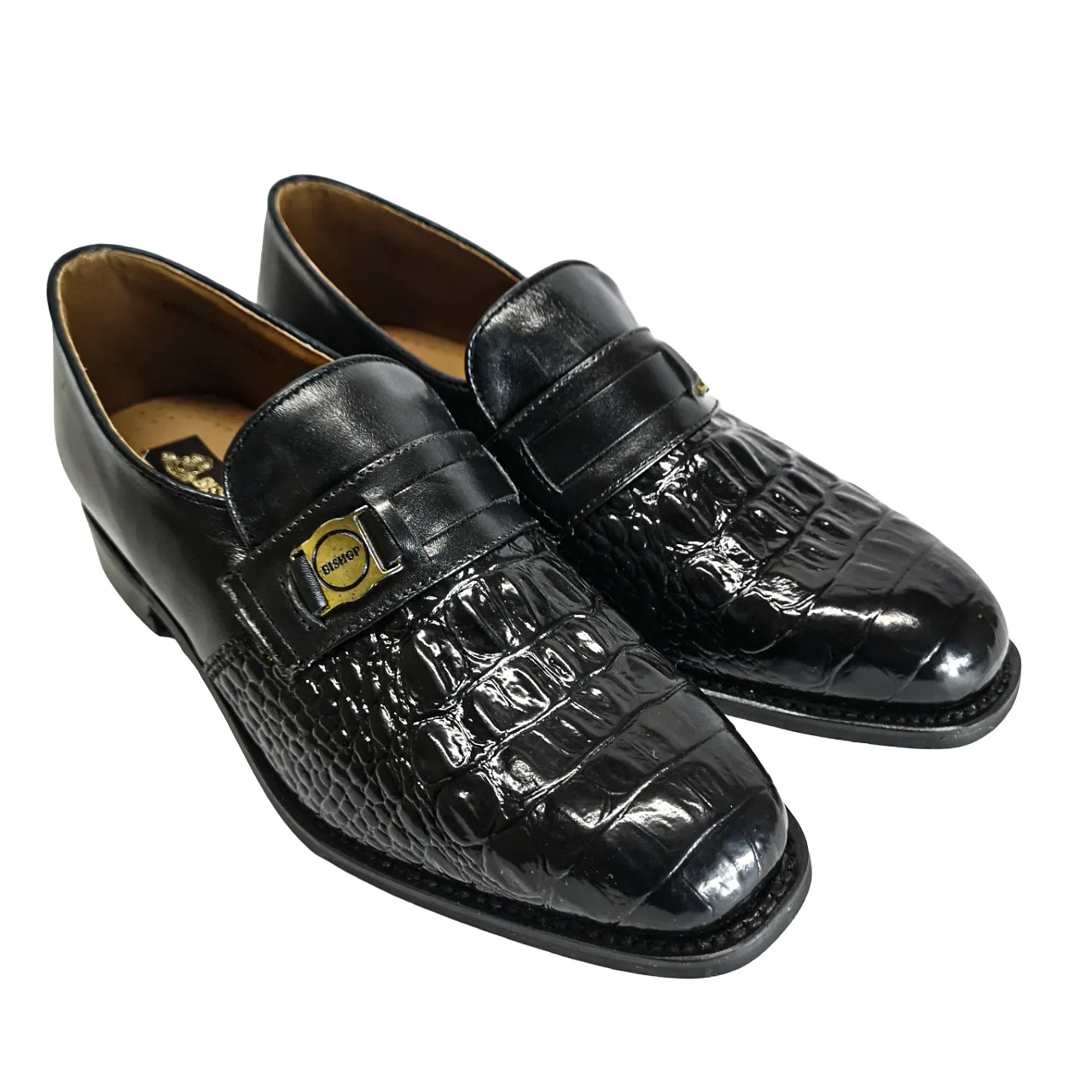 Bishop Leather Croc Black Mocassin