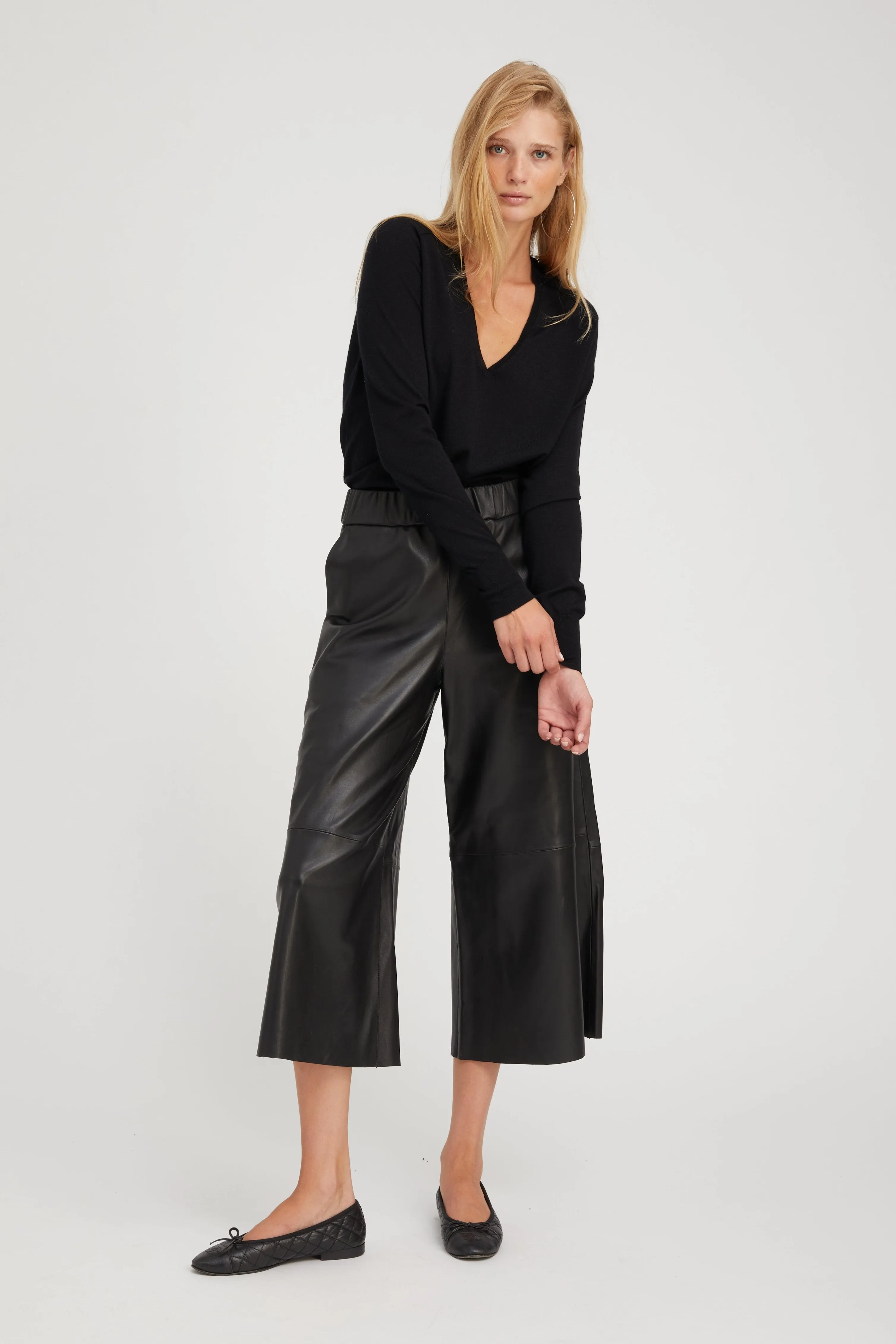 Black Leather Culotte