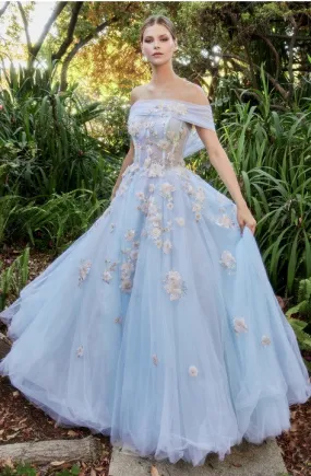 Blue Fairytale Garden Couture Ball Gown